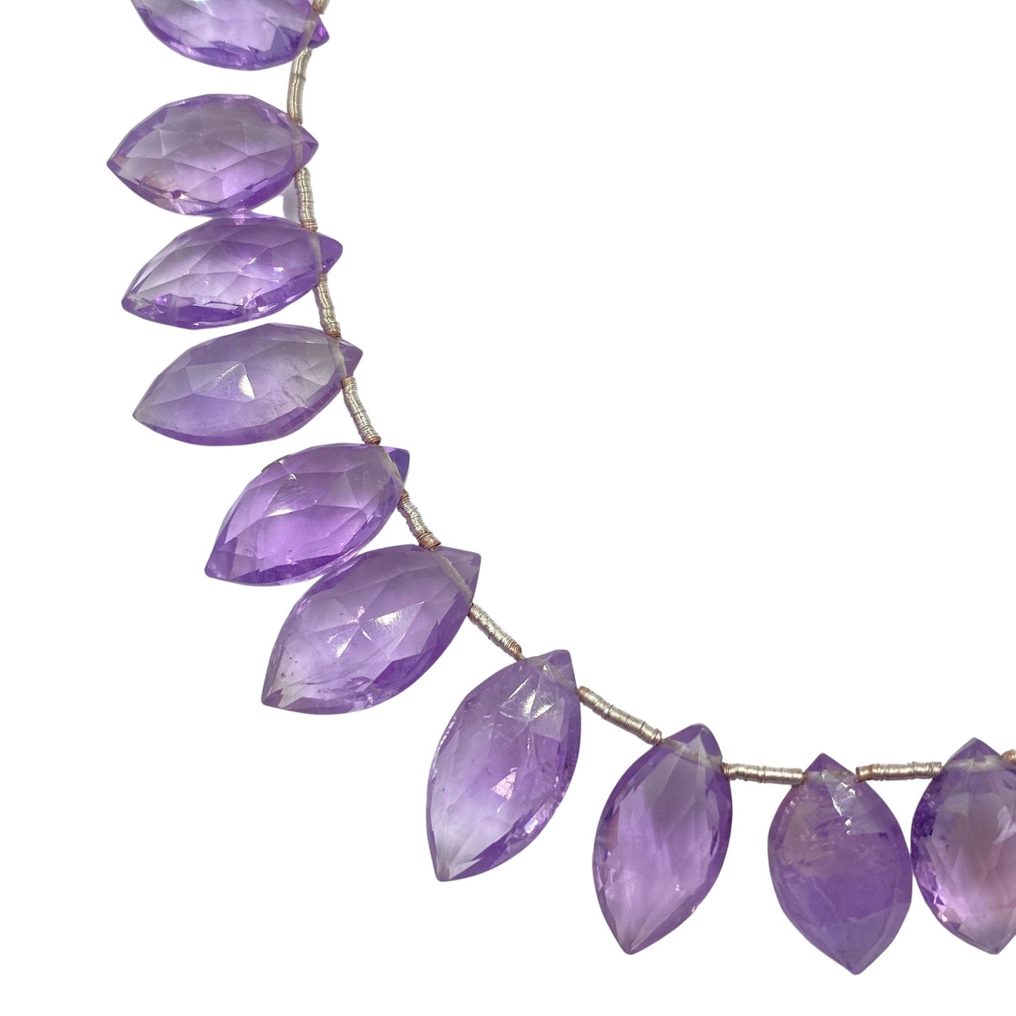 Natural Amethyst Faceted Marquise Gemstone Beads 8" Strand