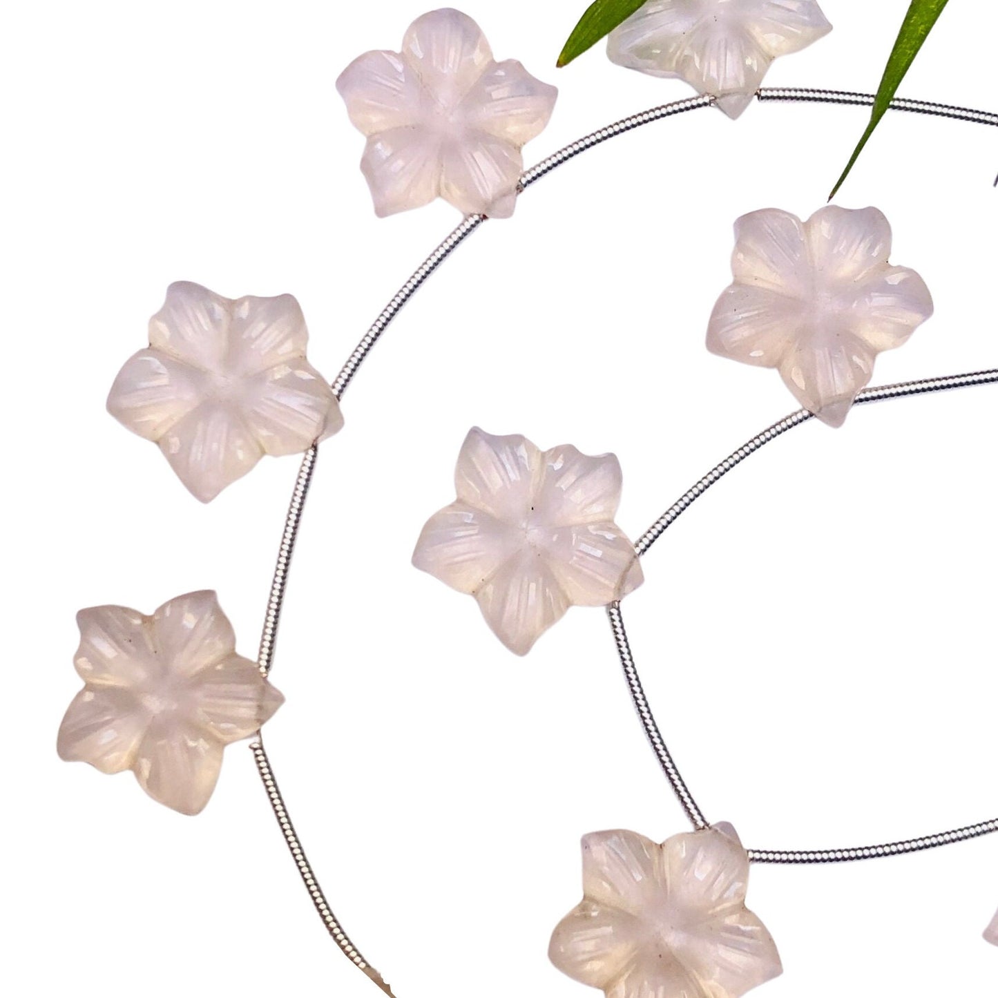4 Pieces Rose Quartz Carved Flower Shape Briolette Side Drill Beads Flower Shape Gemstone beads size 15x15x4 mm