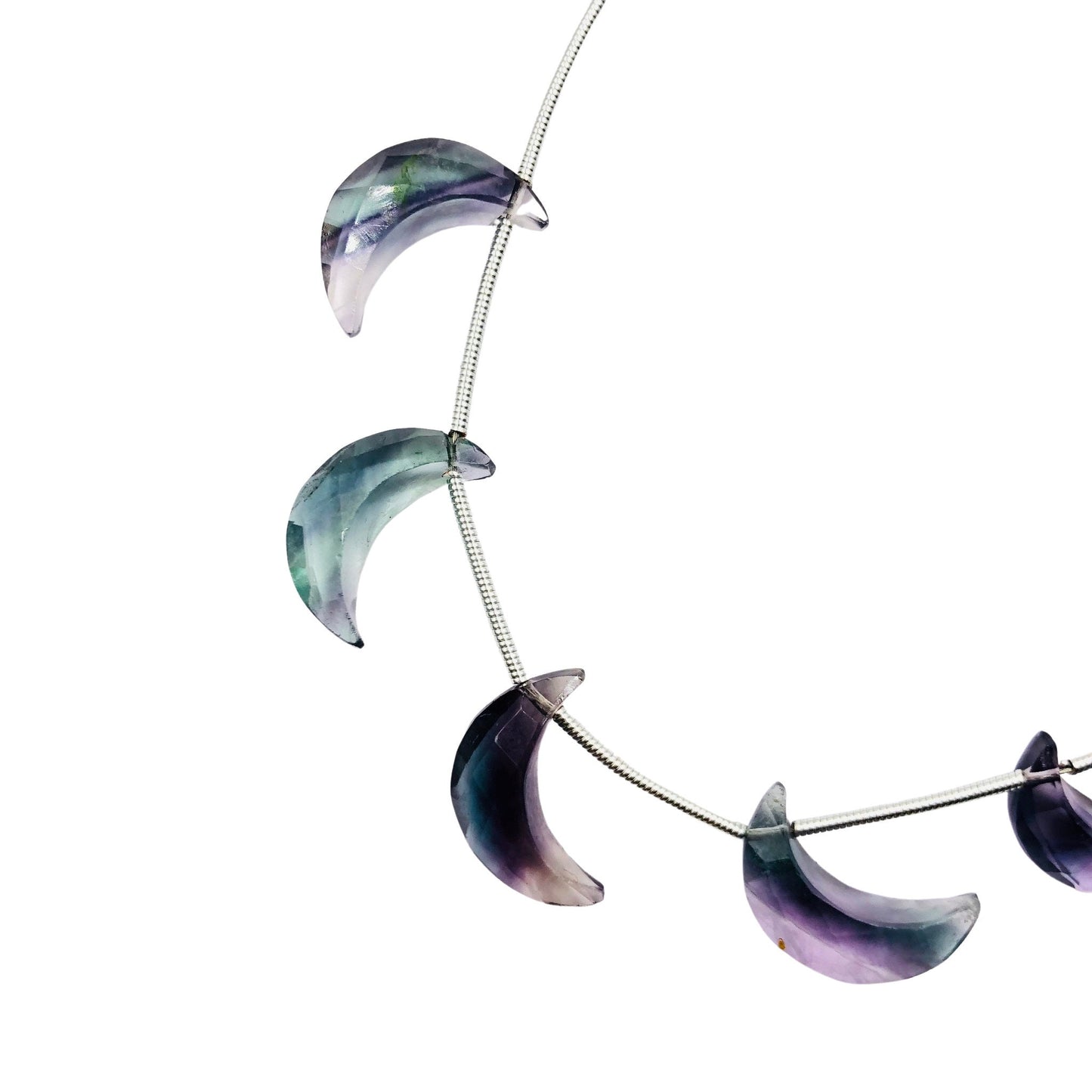5 Pieces Natural Multi Fluorite Faceted Crescent Moon Shape Gemstone, Size 7x16mm, Hand carving Gemstone Briolette, SKU - BBI015