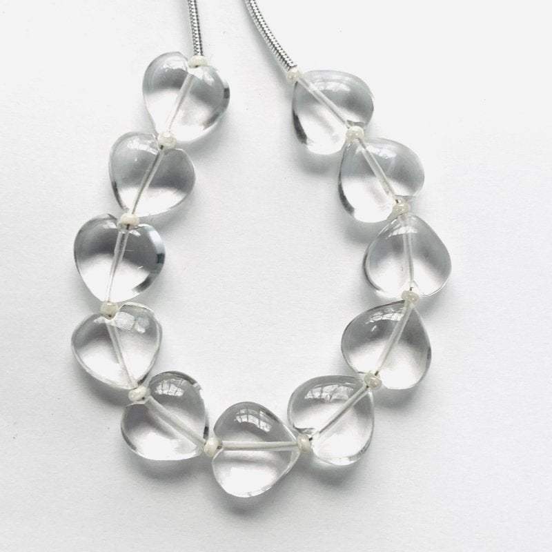 11 Pcs Natural Crystal Quartz Smooth Heart Shape Gemstone Briolette Beads | Beads For Jewelry | Wholesale Gemstone Beads, 10mm BBI340 - BeadsBoatInc
