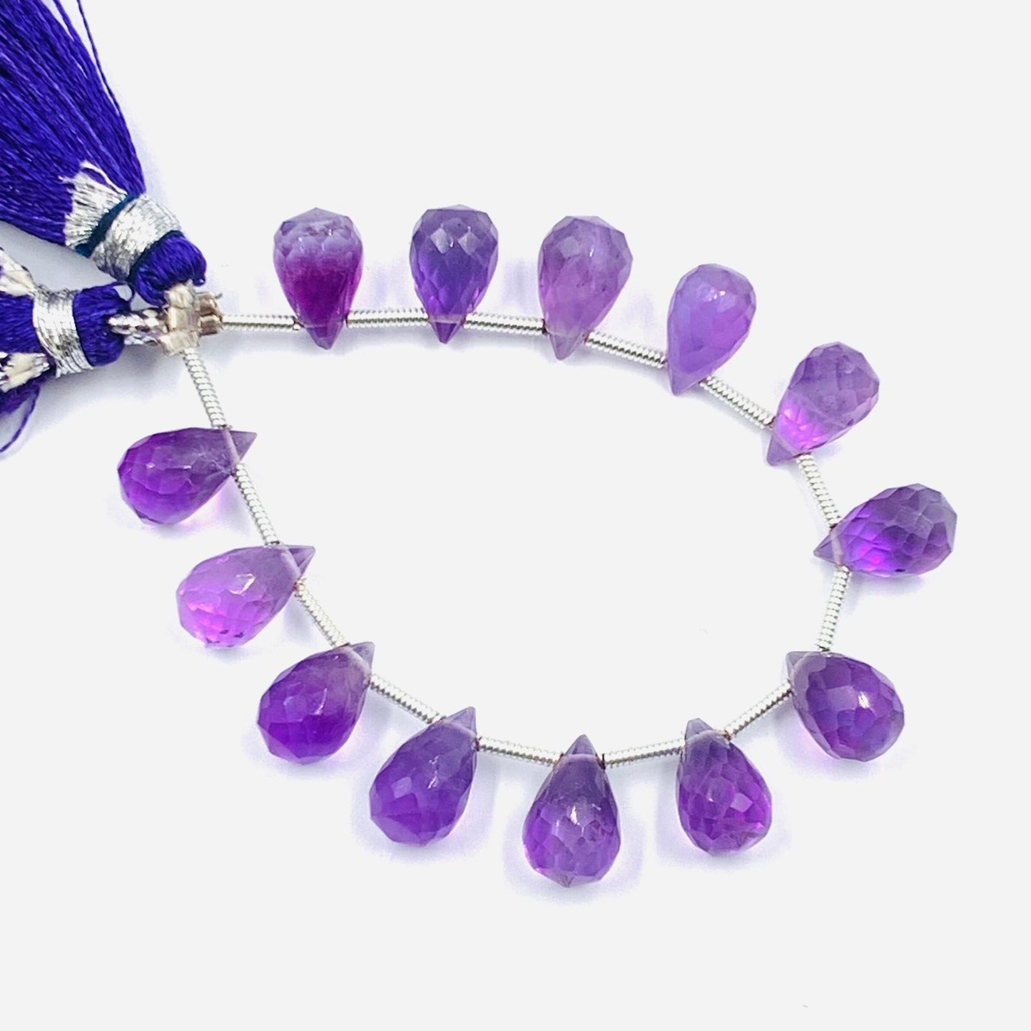 Natural Amethyst Faceted Buds Shape Beads 4" Strand