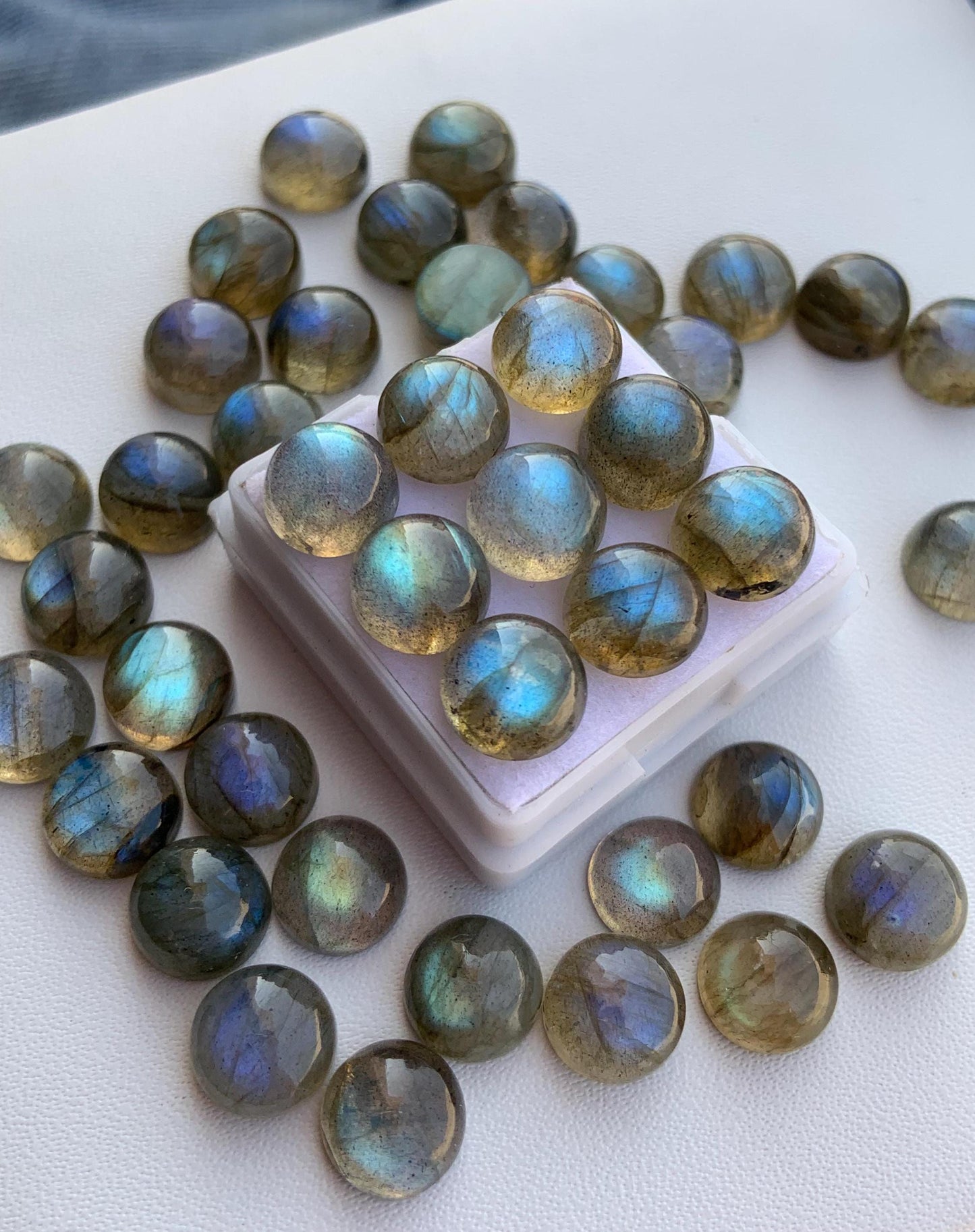 Natural Labradorite Blue Flashy Smooth Round Gemstone Cabochon, CALIBRATED Loose Stone Cab, Round Jewelry Making Cabochon Semi Precious Cabs