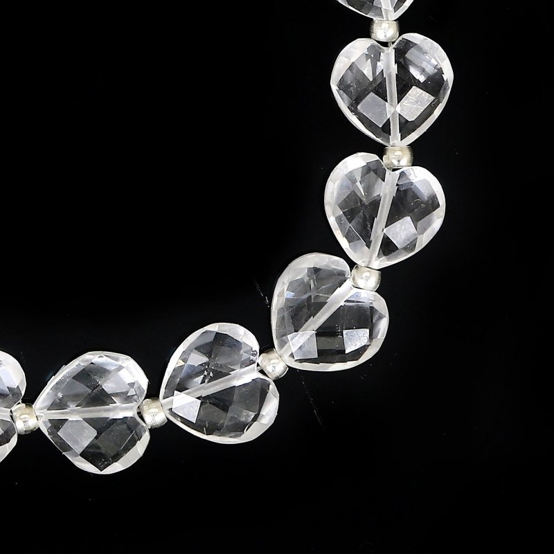 19 pcs Natural Crystal Quartz Carved Heart shape Gemstone Briolette Beads | Beads For Jewelry | Wholesale Gemstone beads BBI341 - BeadsBoatInc