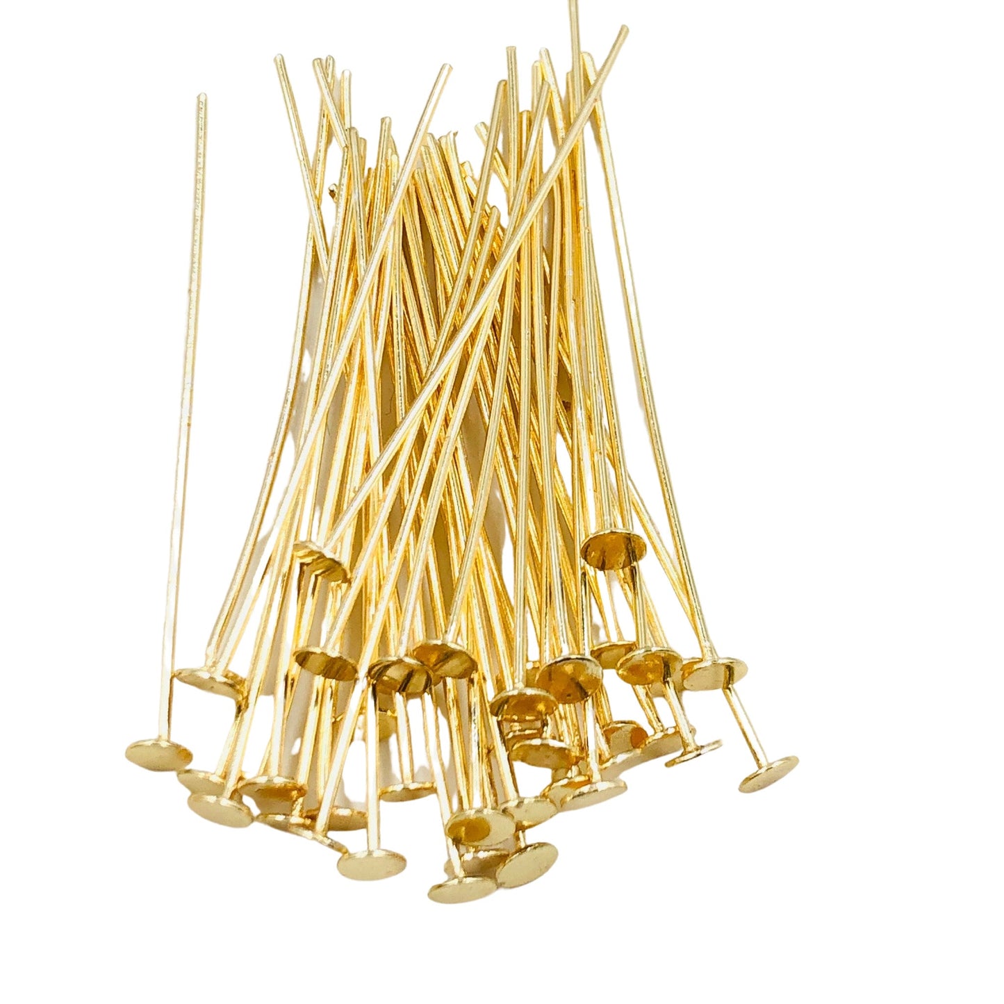 Gold-Plated Flat Headpins – 50 PCS 52mm Decorative Jewelry Findings