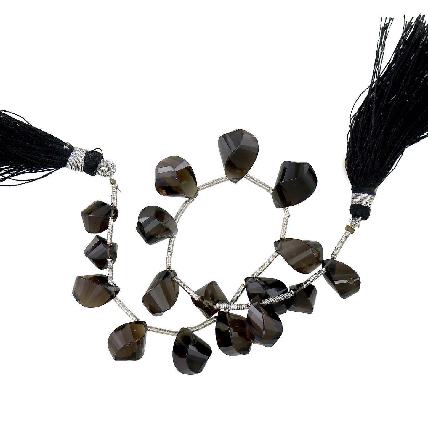 Smoky Quartz Faceted Twisted Drops Beads, Smoky Quartz Beads, Fancy Shape Beads, Twisted Drop Beads, Beads For Jewelry BBI834