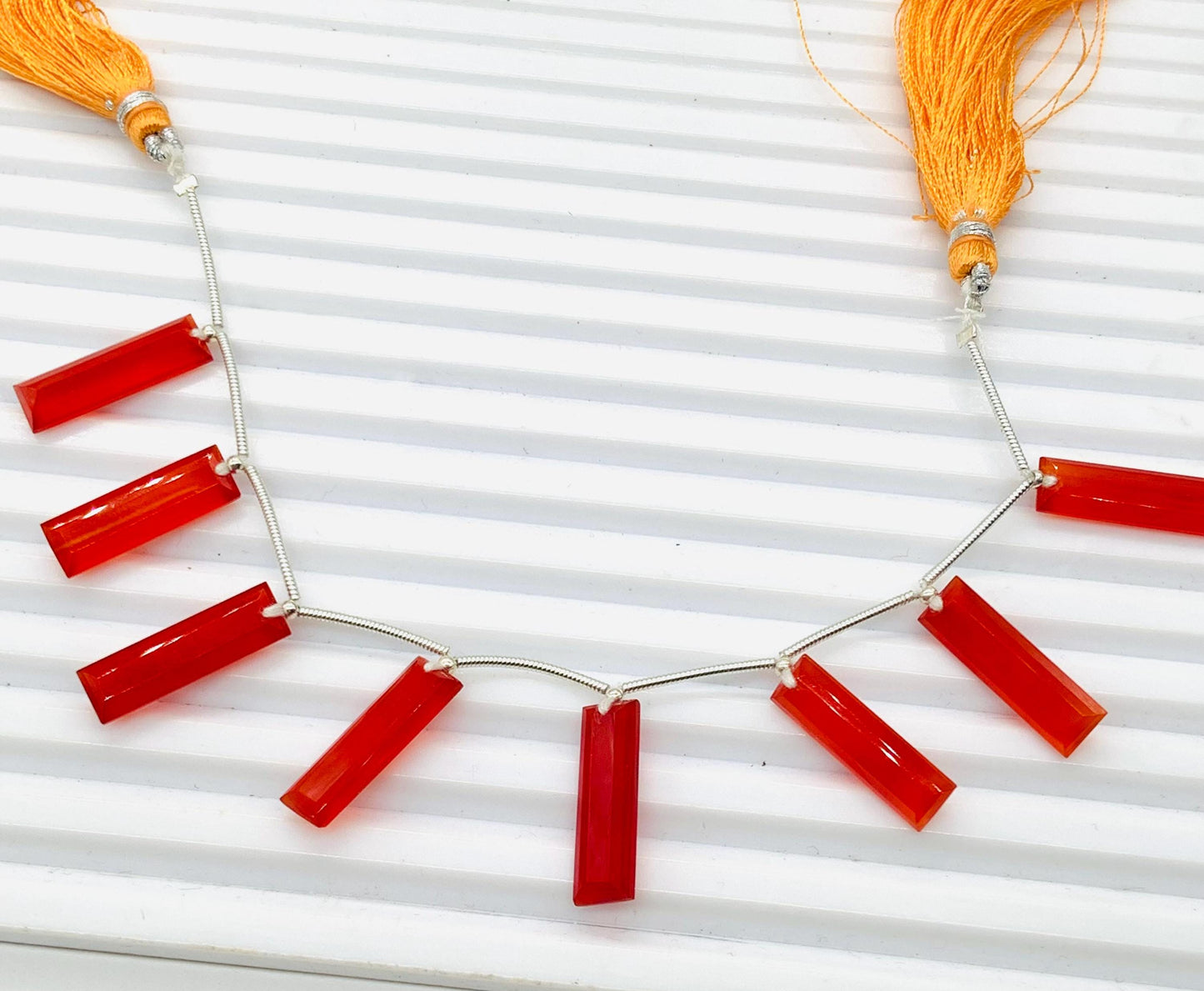 10 Pieces Natural Carnelian Baguette Step cut Faceted Gemstone beads Size 20X6X4mm Gift for her