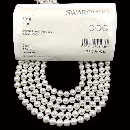 Natural crystal white (001 650) Swarovski pearl genuine Swarovski round beads for jewelry making 2mm 3mm 4mm 5mm 6mm 8mm 10mm 12mm