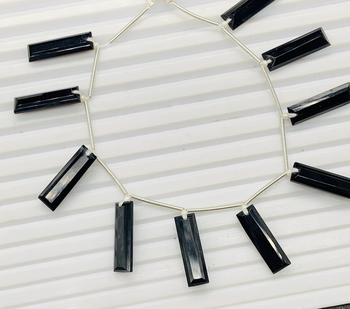 Black Onyx 10 Pieces Baguette Step-Cut Faceted Beads 20x6x4mm