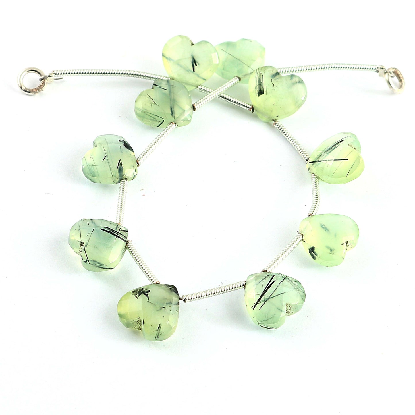 Natural Prehnite Heart Beads (10PCS) | Faceted Briolette Gemstone