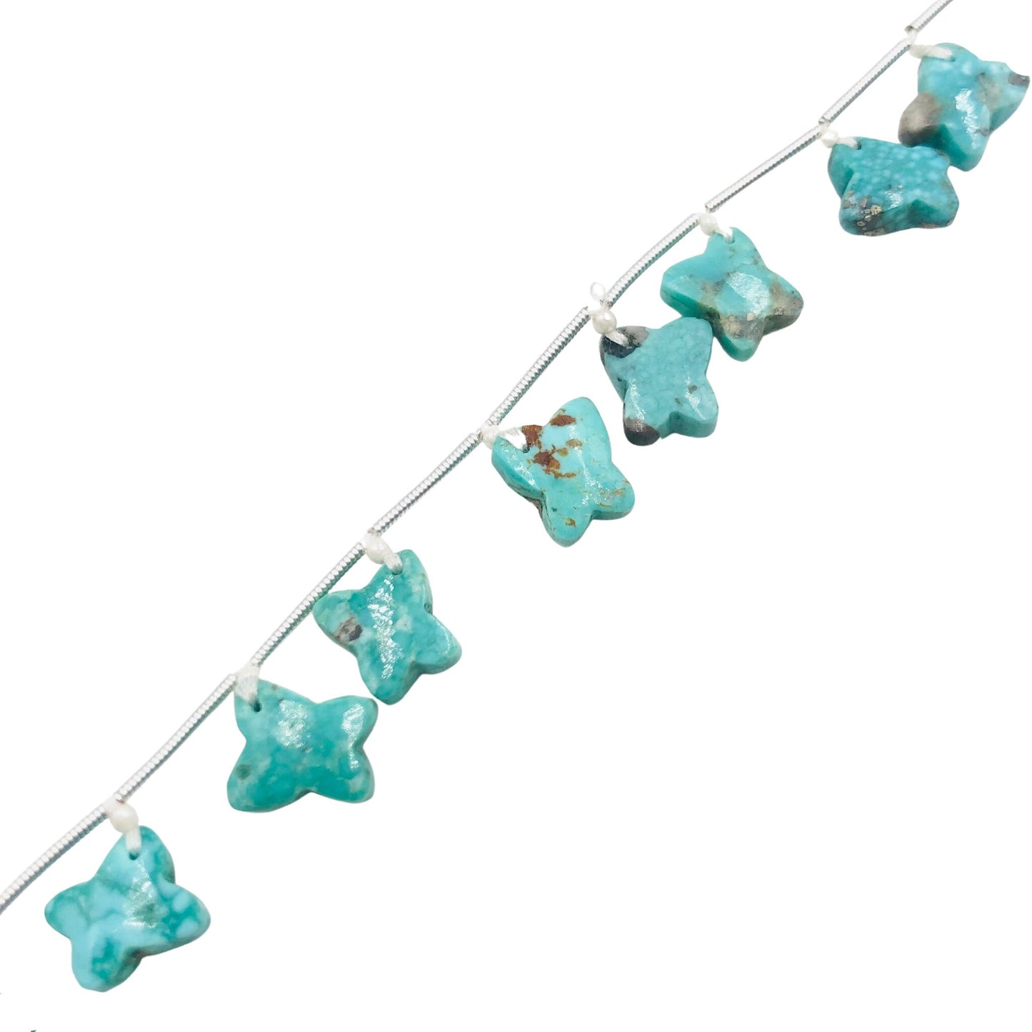 18 Pcs Arizona Turquoise Hand-Carved Butterfly Beads | Face Drilled Gemstones