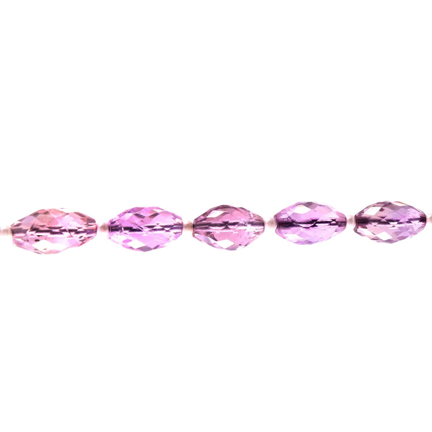 Natural Amethyst Faceted Olive Gemstone Beads 8" Strand