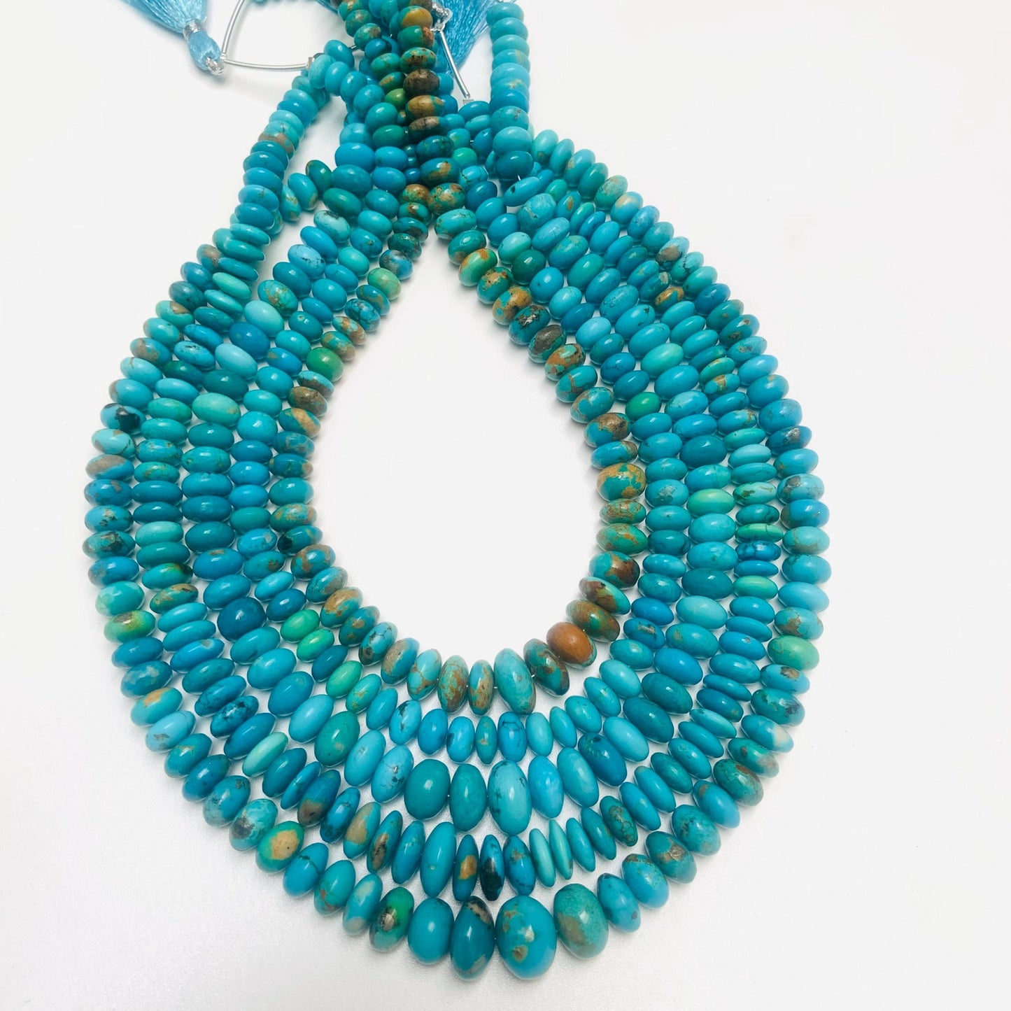Arizona Turquoise Rondelle Beads: Smooth Gemstone Briolettes, 13-inch Strand