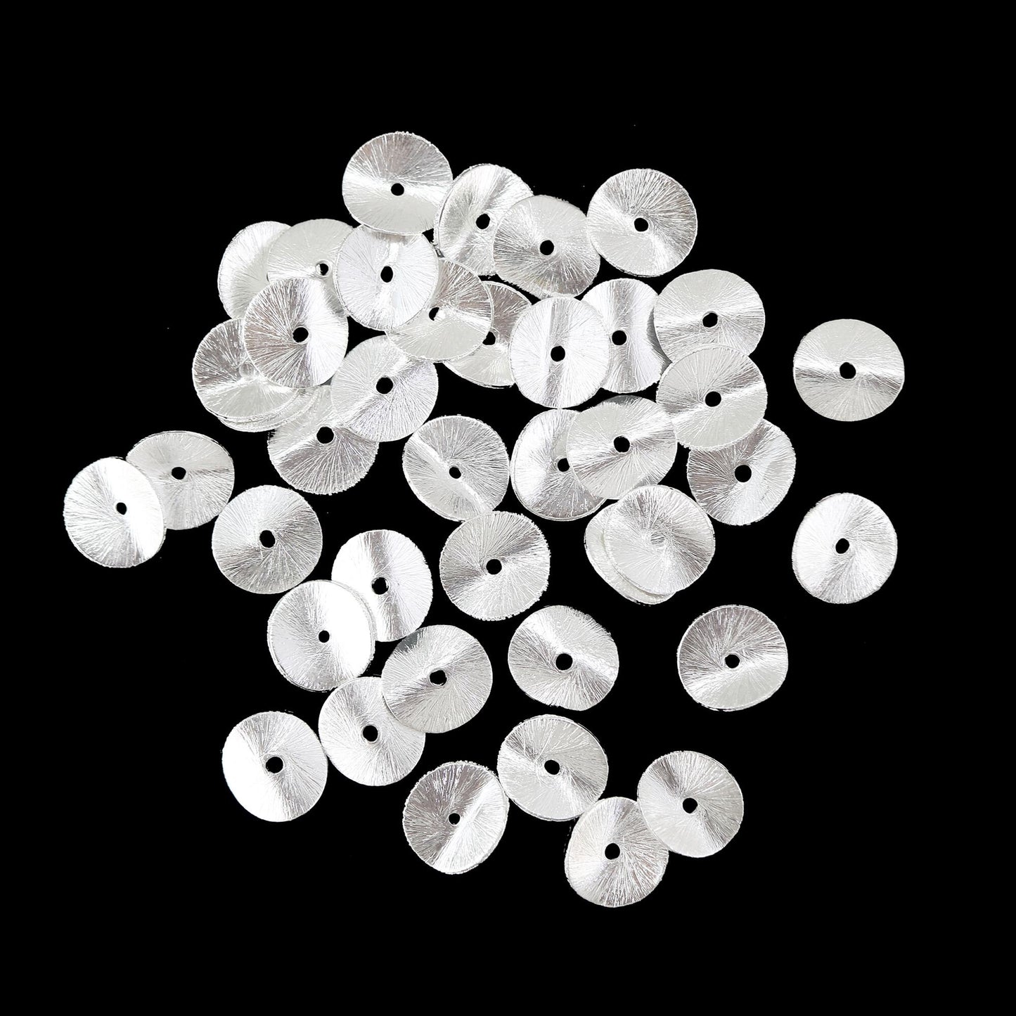 12mm - 20 Pieces Silver Wavy Disk Spacer Beads, Brushed Gold Plated Disc Spacers For Jewelry Making, Heishi Spacers Bulk