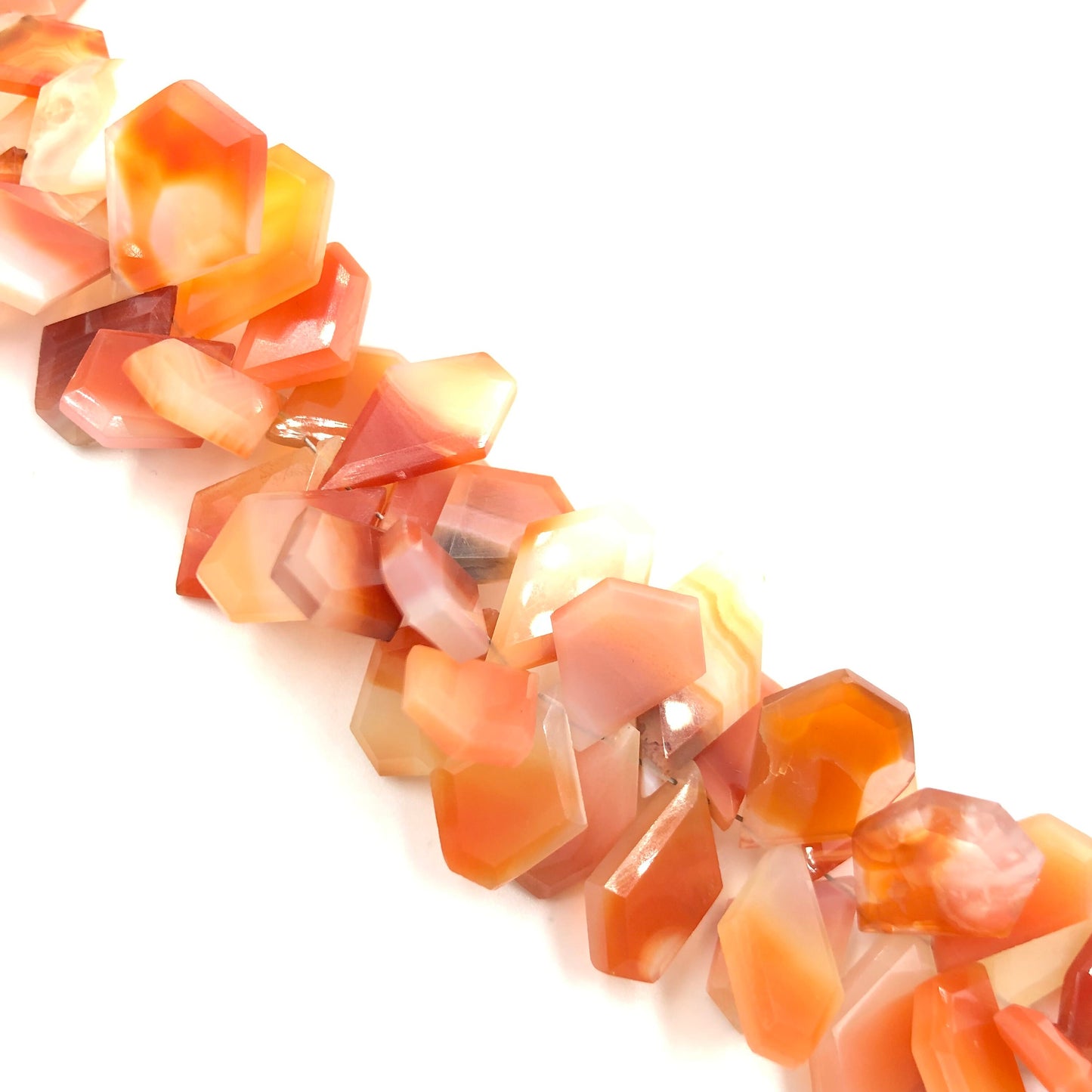 Shaded Carnelian Faceted Slice Cut Nugget Beads – Side Drill Gemstones