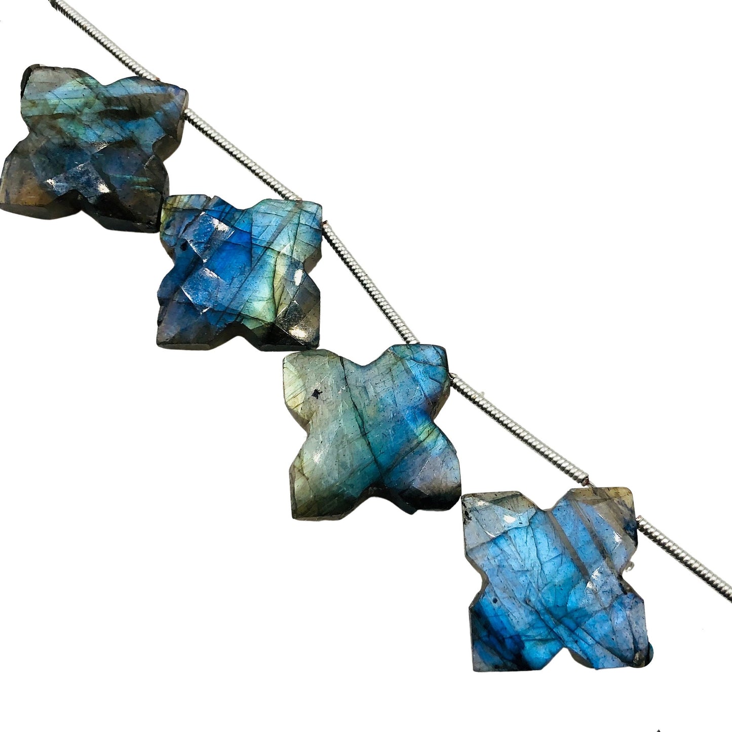 Natural Labradorite Fancy Star Beads - Faceted Gemstone Briolette 10 Pcs