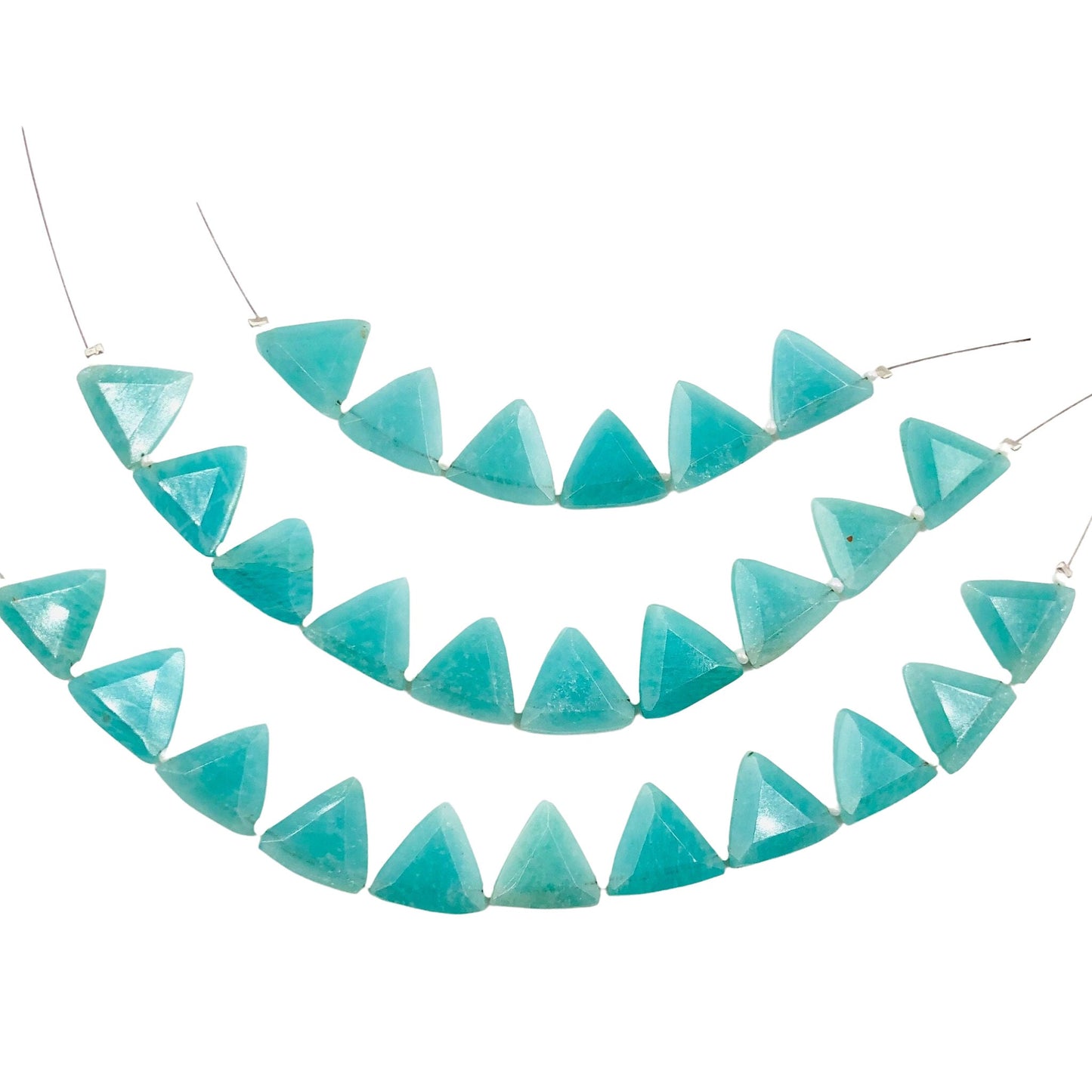 10 Pieces Natural Amazonite Faceted Triangle Shape Gemstone Briolette , Amazonite Faceted Fancy Shape Briolette, SKU- BBI930