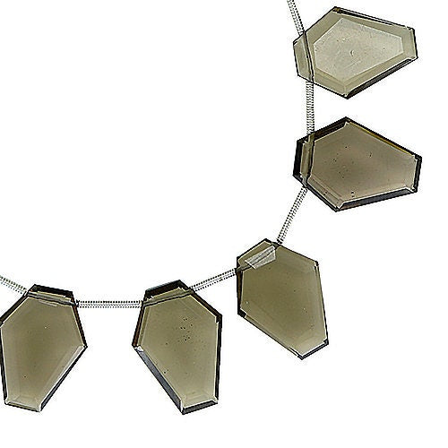 12 pcs Natural Smoky Quartz Coffin shape Gemstone Briolette Side Drill Beads | Beads For Jewelry | Wholesale Gemstone beads BBI914