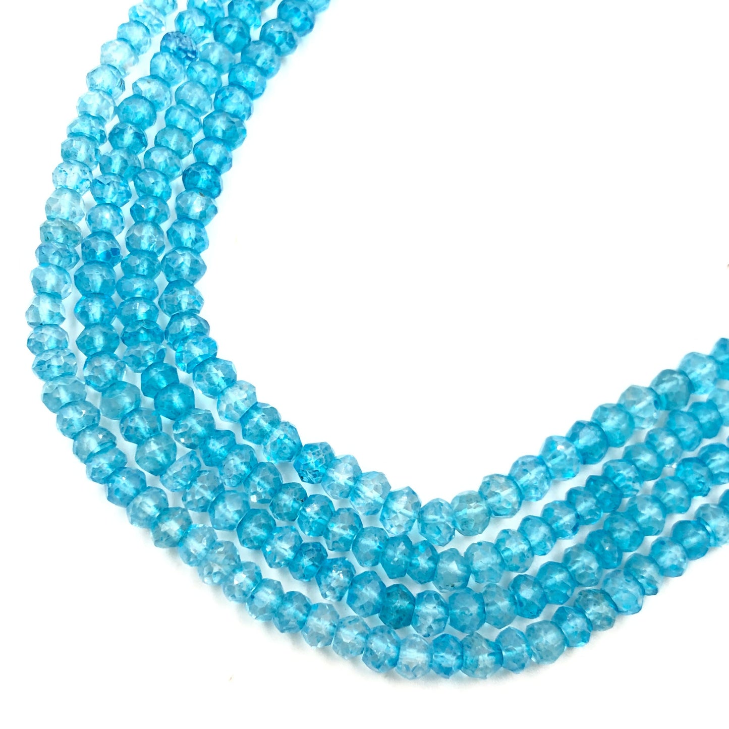 Natural Neon Apatite Faceted Rondelle Beads , Neon Blue Apatite Beaded , Size 4mm To 5mm, 13"Inches Strand, Beads For Jewelry, SKU-BBI542