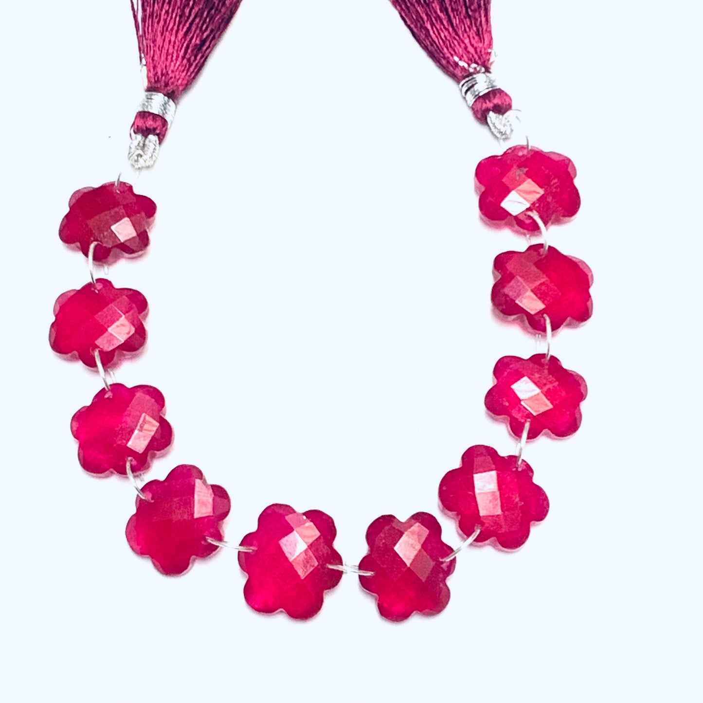 10 Pieces Red Wine Quartzite Faceted Double Drilled Gemstone Beads, Cloud Shape Gemstone, Hand Carved Gemstone Size 14x15x6mm BBI1119
