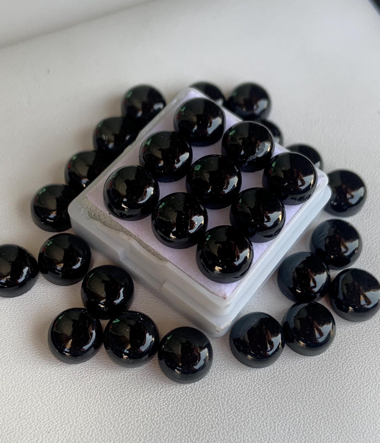 Natural Black Tourmaline Smooth Round Gemstone Cabochon, CALIBRATED Loose Stone Cab, Round Jewelry Making Cabochon Semi Precious Cabochons