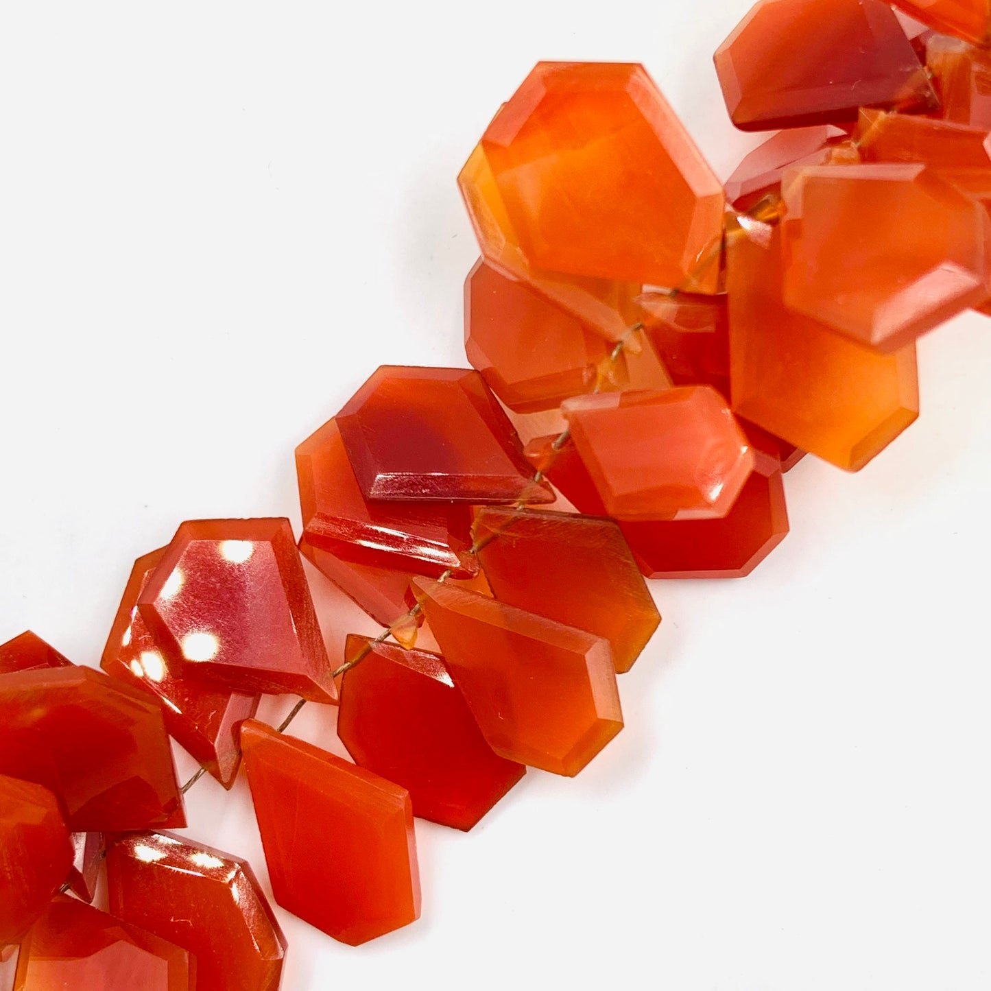 Faceted Carnelian Nugget Beads Fancy Slice Cut Side Drilled Gemstone Beads