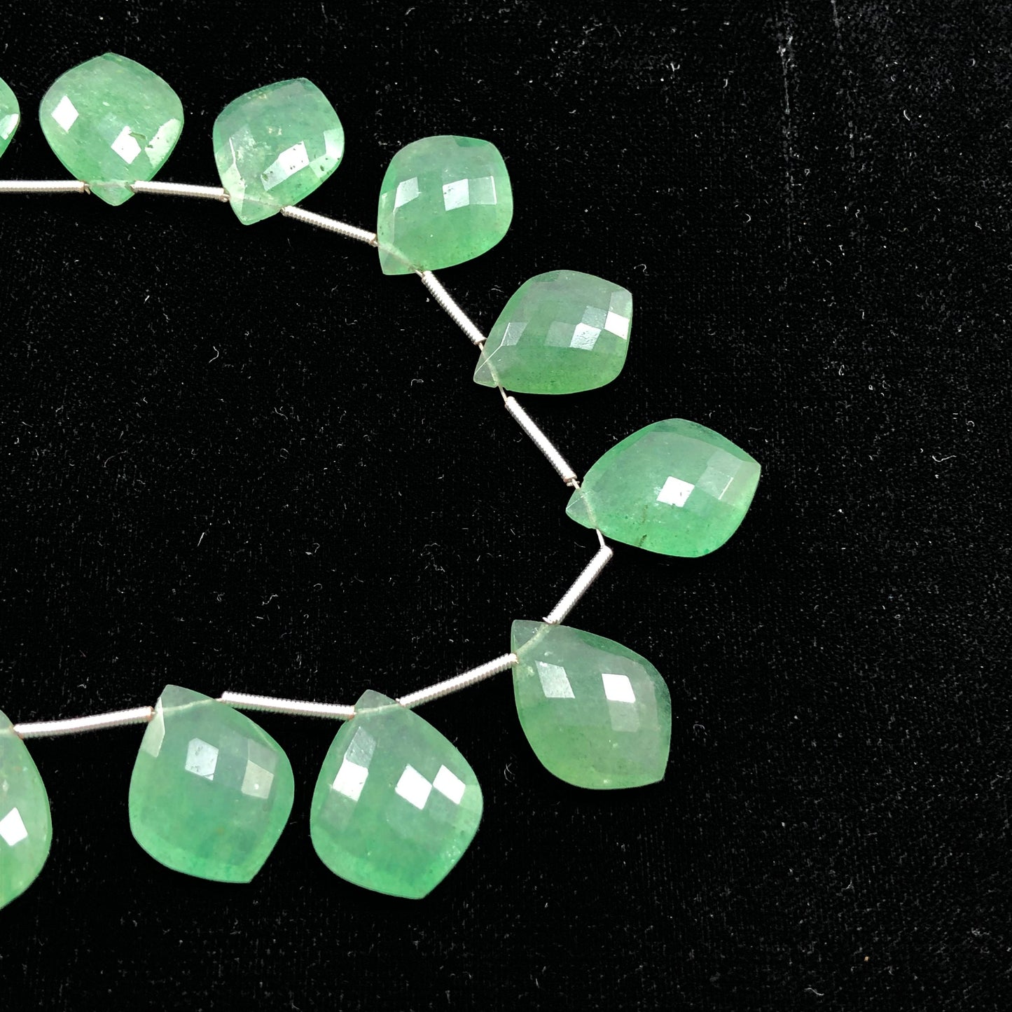 12pc Green Strawberry Quartz FACETED Shield Shape Drops Natural Gemstone Briolette Face Drill Beads | Beads For Jewelry | Wholesale Gemstone