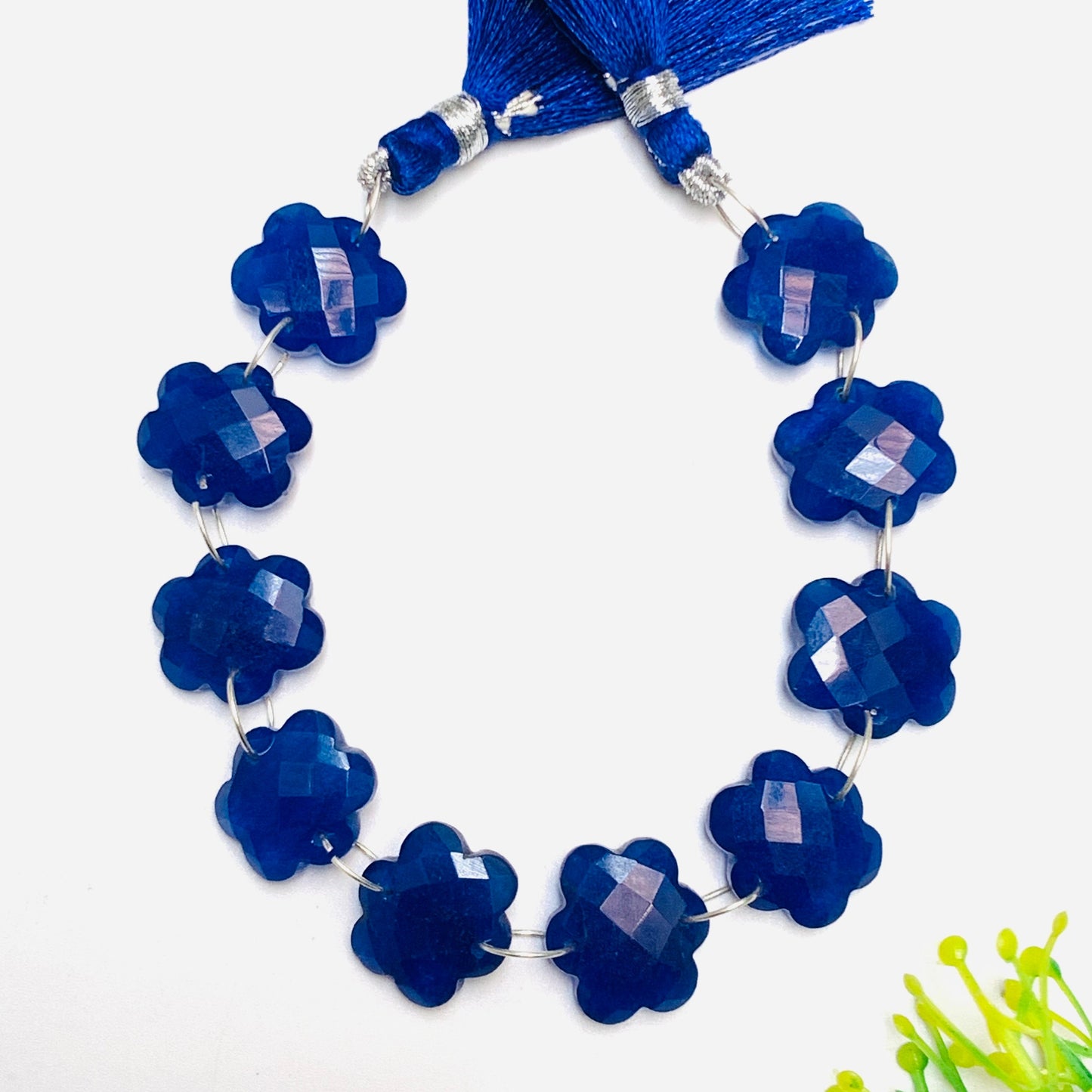 10 Pieces Natural Blue Quartzite Faceted Double Drilled Gemstone Beads, Cloud Shape Gemstone, Hand Carved Gemstone Size 14x15x5mm