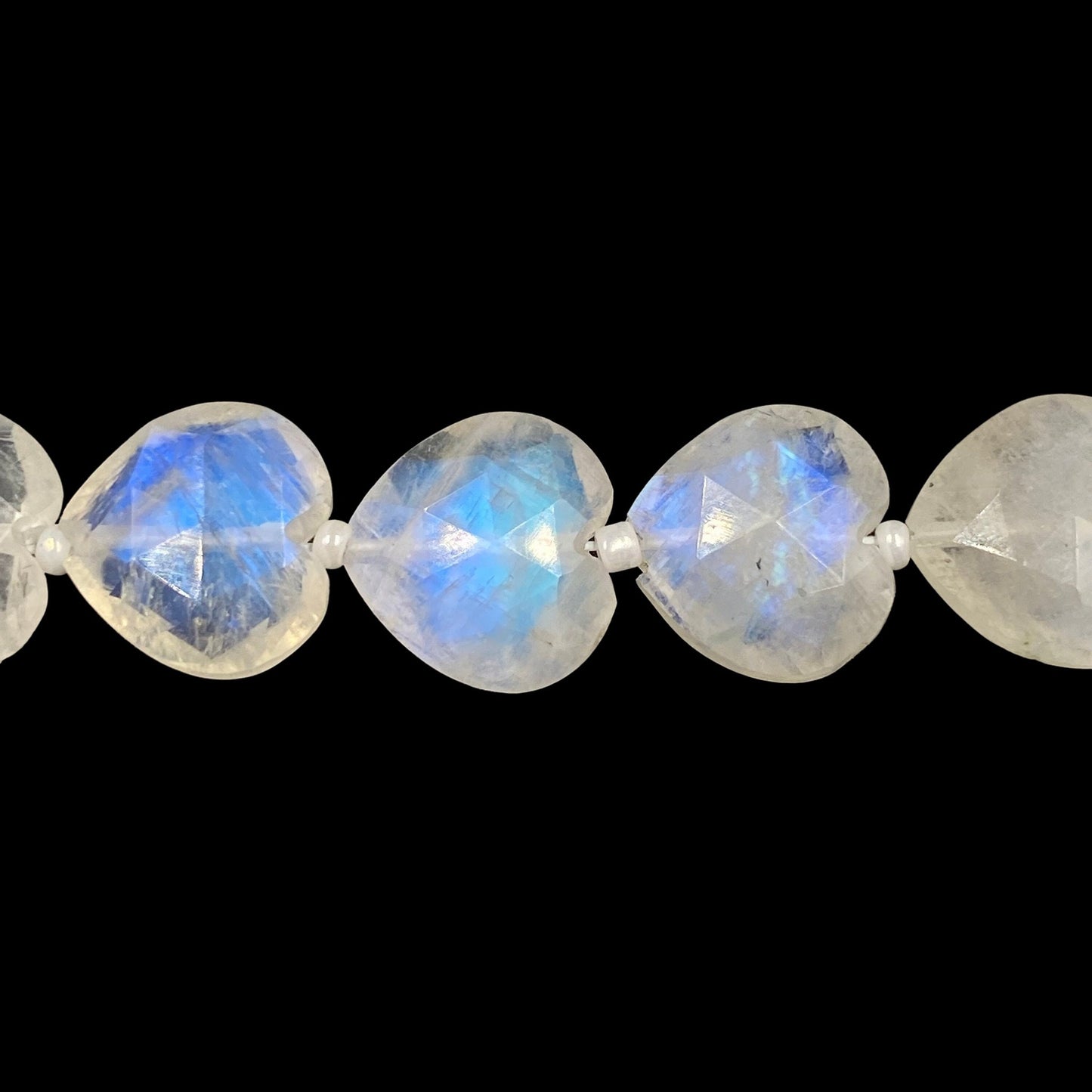 10 Pieces Natural White Rainbow Faceted Heart Shape Gemstone, Size 10mm Straight Drill Beads, Hand Carved Briolette Beads,, SKU-BBI305
