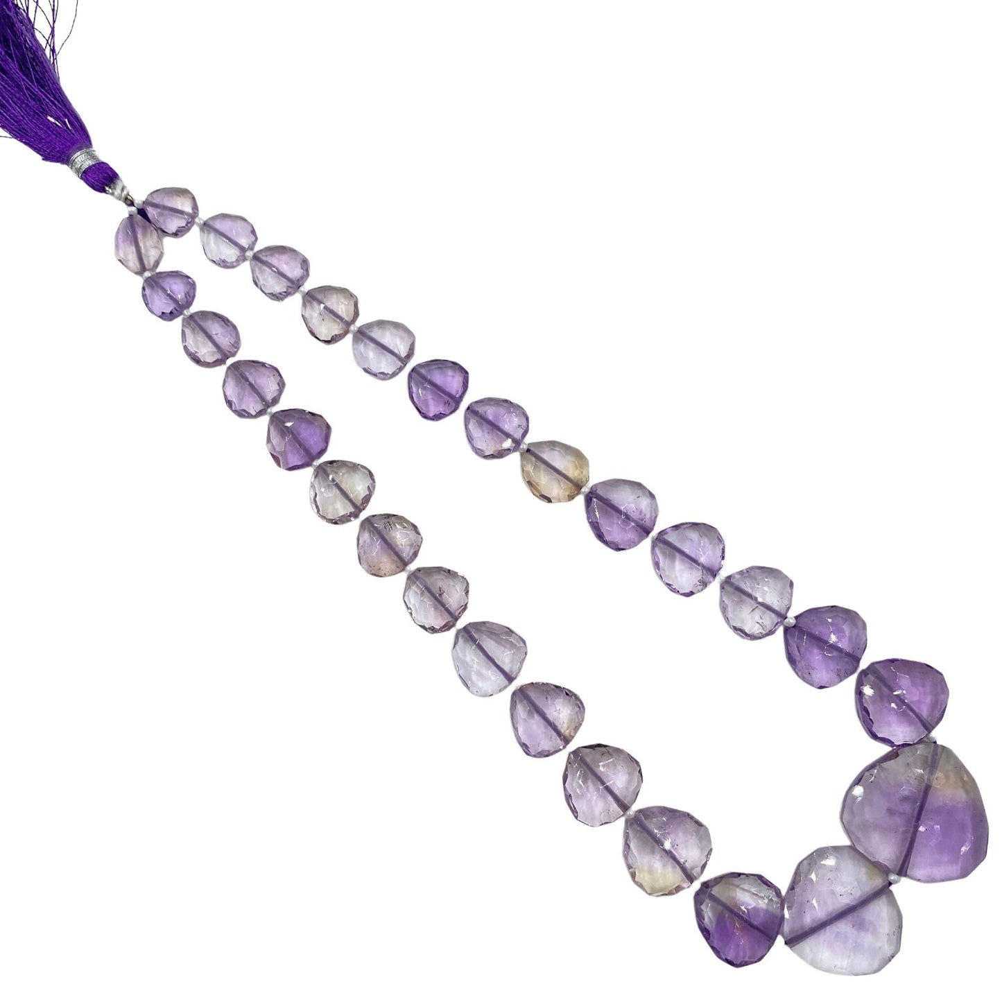 Purple Amethyst Heart Beads - Natural Faceted Gemstone Strand 16"