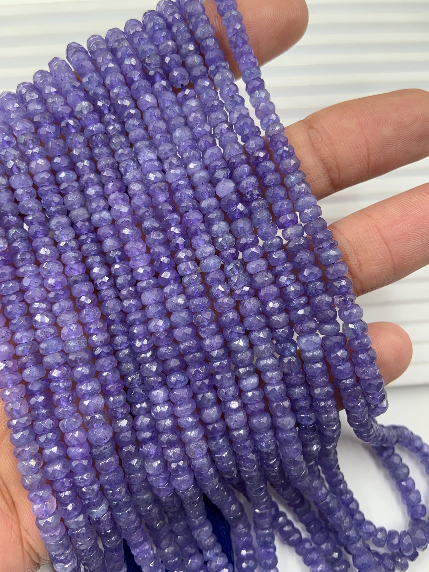 Tanzanite Faceted Rondelle Beads – 4mm to 5mm Natural Gemstone Beads