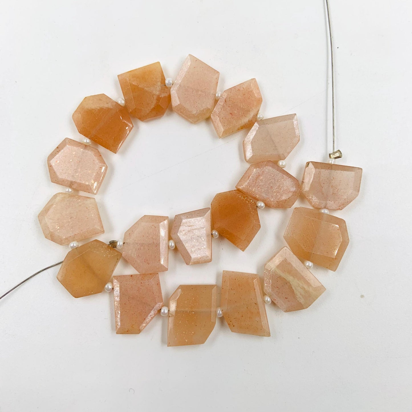 Natural Peach Moonstone Fancy Shape Slice Gemstone Beads, Faceted Gemstone Briolette, Flat Chip beads, Size -9X11mm to 10X13mm BBI949