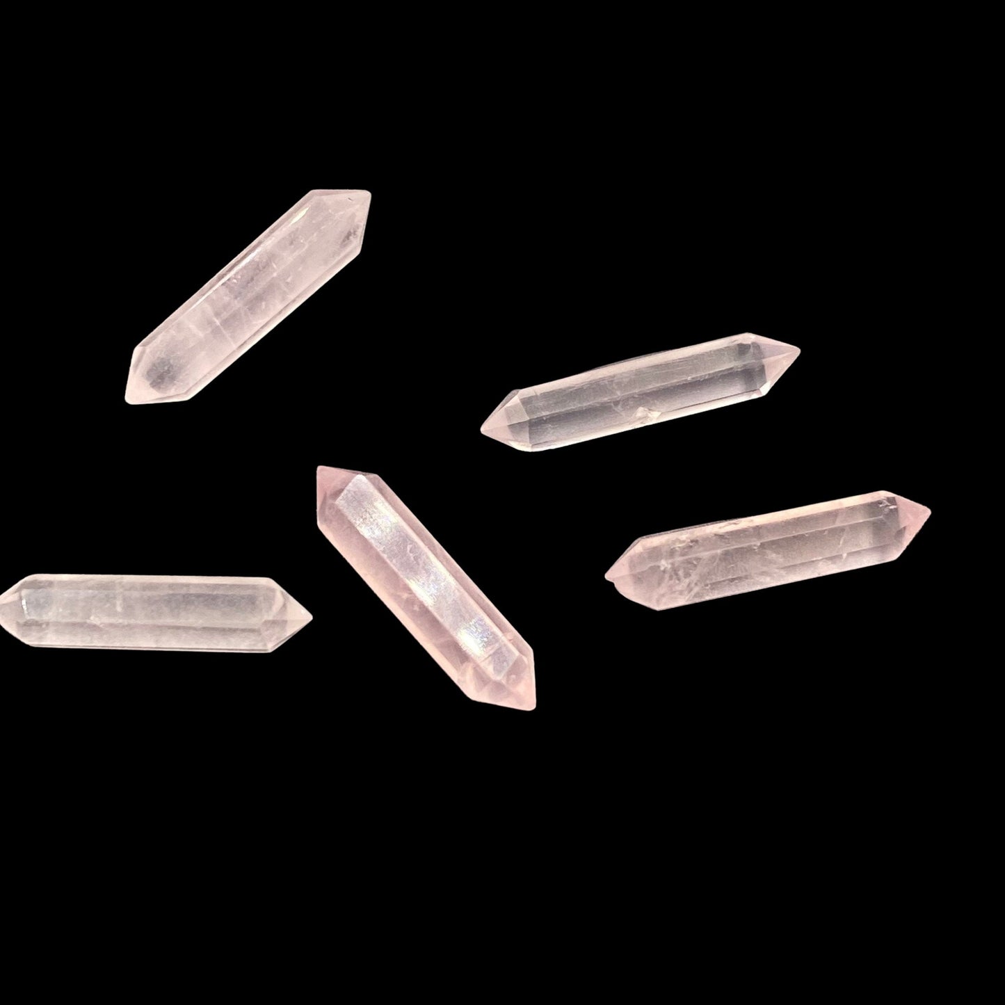 5 pieces Natural Rose Quartz Double Point Facetted Pencil Shape Beads, Drilled Gemstone High Polish Stone Size 5.5mmx20mm Handmade Gift
