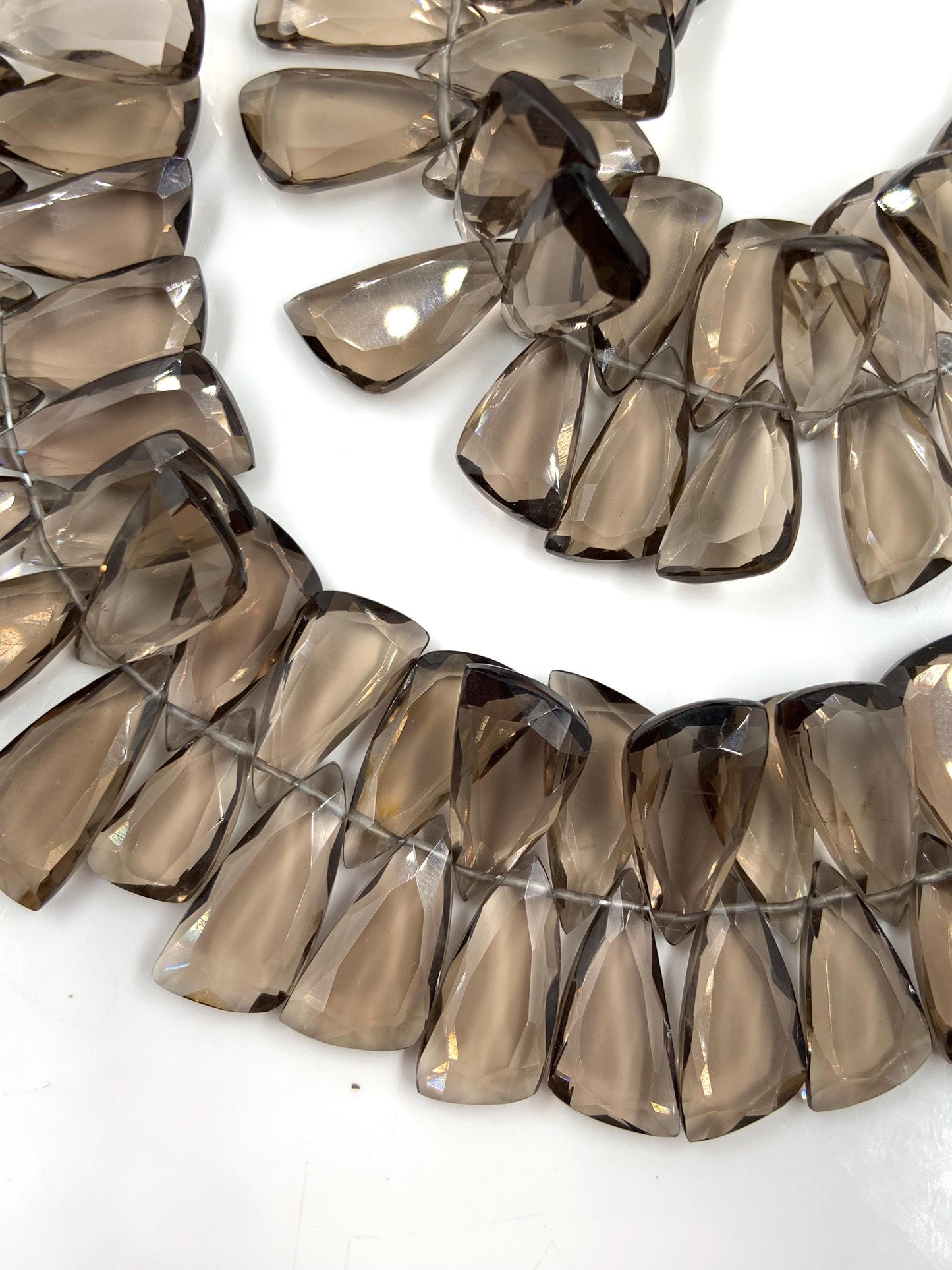 4 Inches Natural Smoky Quartz Sail Crown Cut Gemstone Side drill Beads, Fancy shape Gemstone Briolette, Size 8x16mm to 9x18mm gift for her