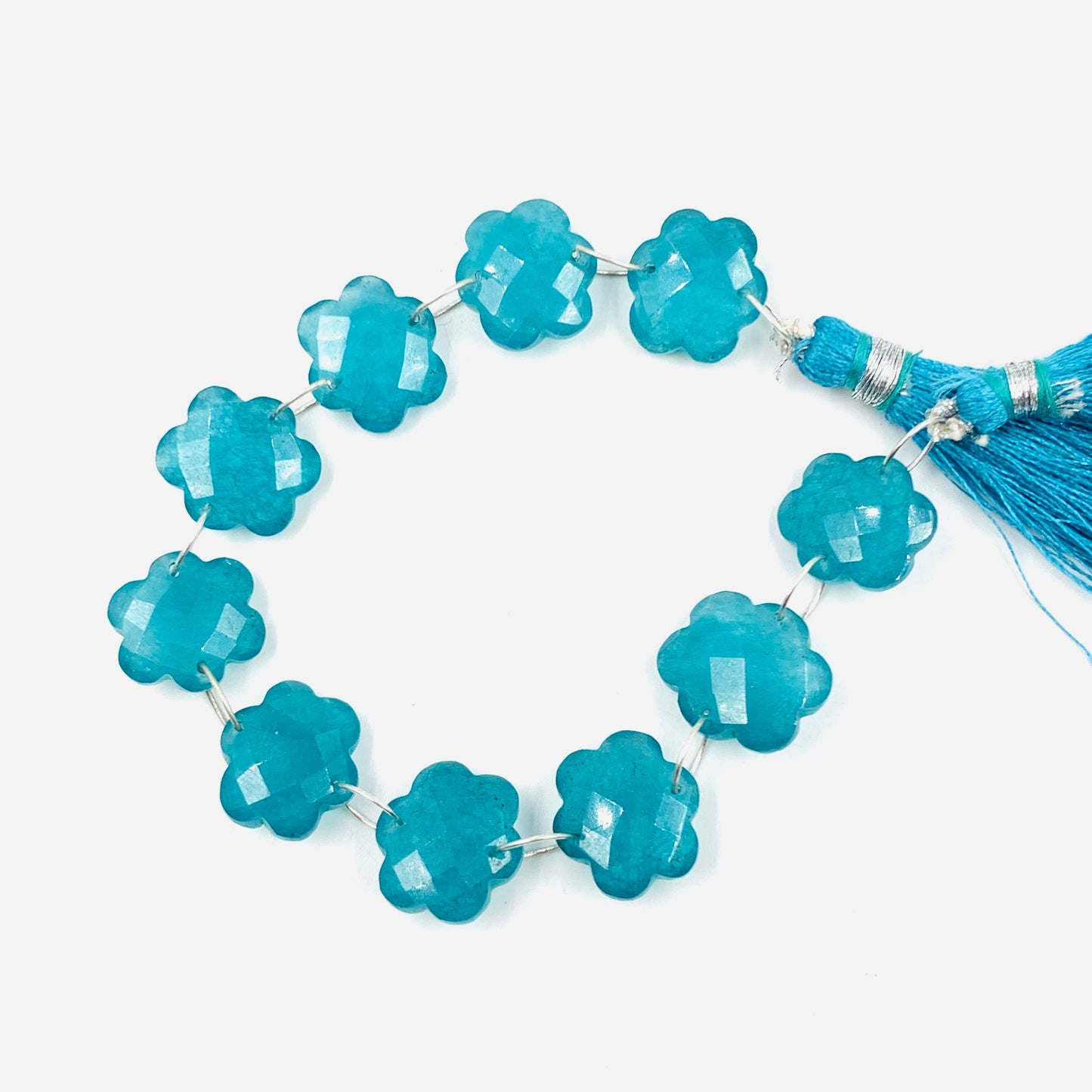 10 Pieces Teal Quartzite Faceted Double Drilled Gemstone Beads, Cloud Shape Gemstone, Drilled gemstone, Hand Carved Gemstone Size 14X15X6mm