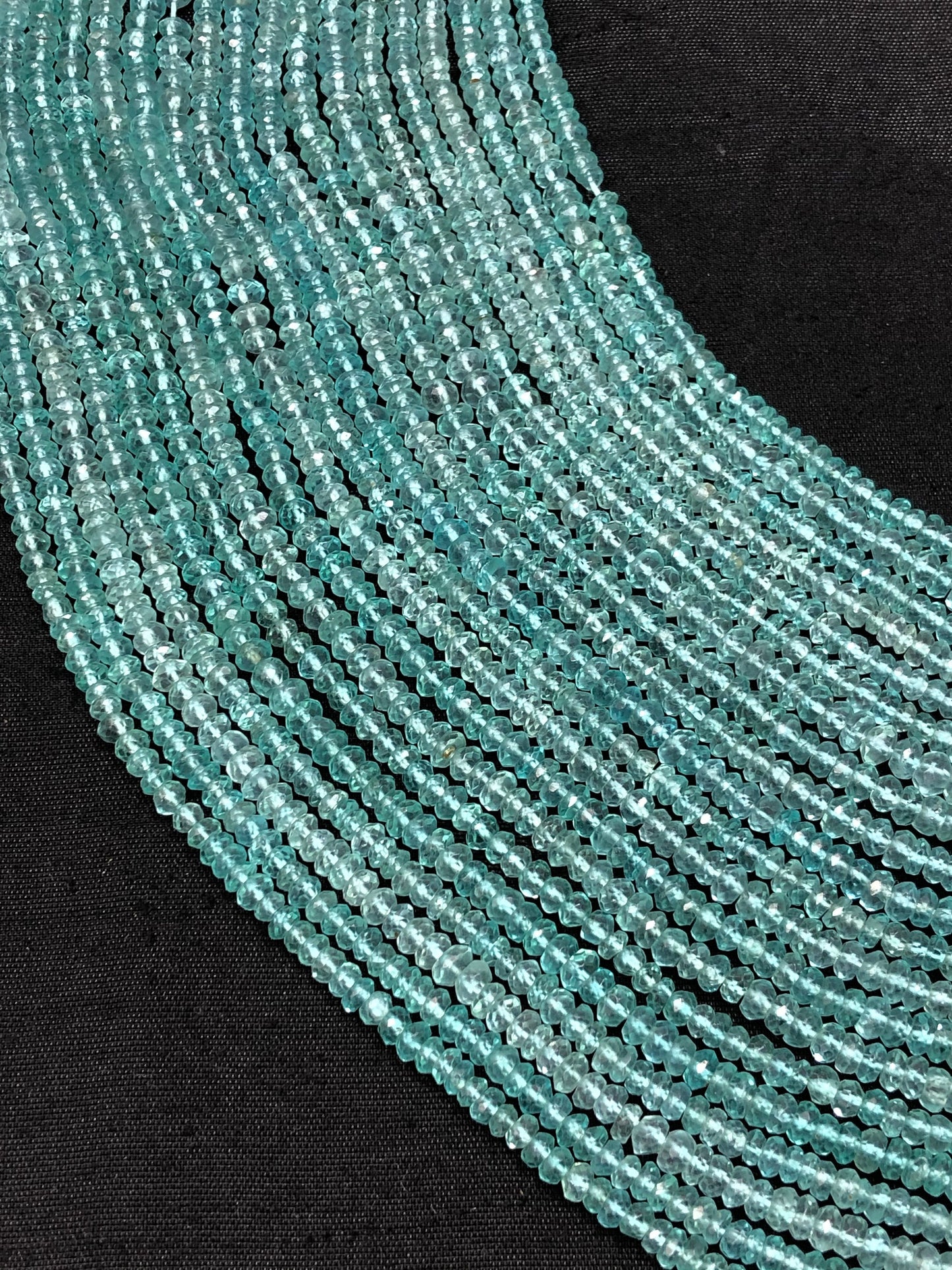 Natural apatite faceted rondelles , 4mm apatite rondelles , AAA Quality apatite Beads , 14" Long 3 to 4mm Apatite Rondelles SKU-BBI561