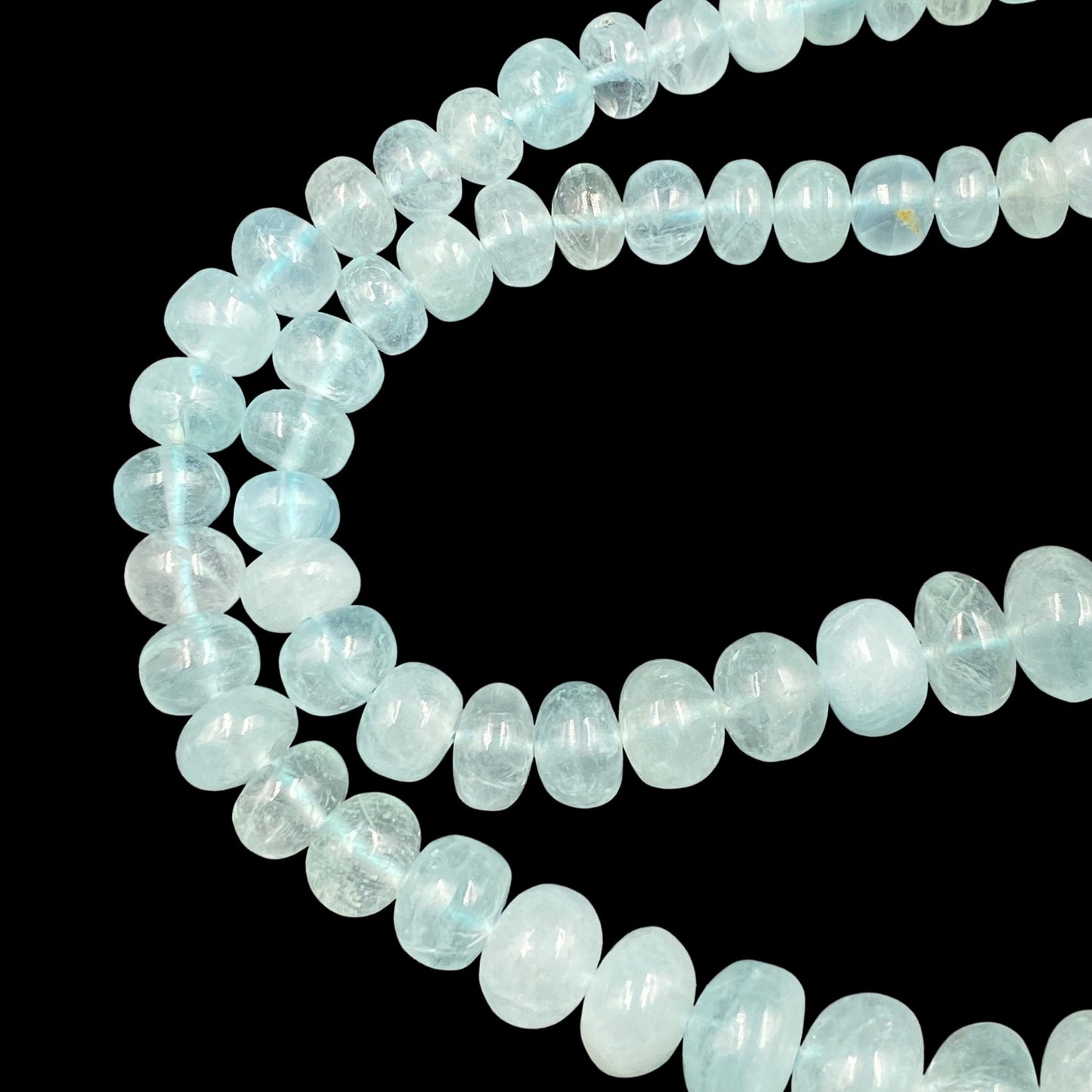 Natural Milky Aquamarine Rondelle Beads, Graduated, 23 Inch