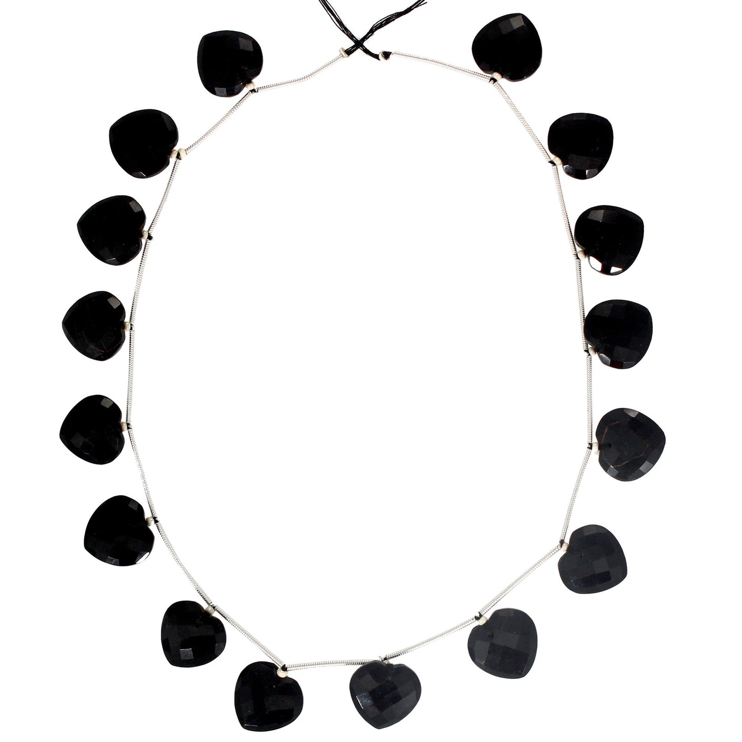 Natural Black Tourmaline Heart Beaded Necklace Faceted Gemstone