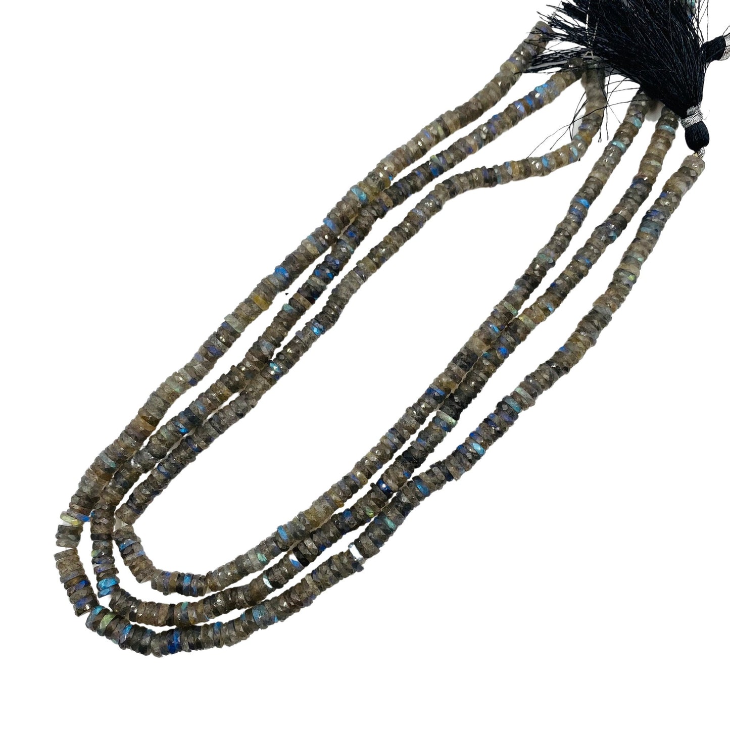 Natural Labradorite Heishi Tyre Beads - Faceted Blue Flash Gemstone 16 Inch