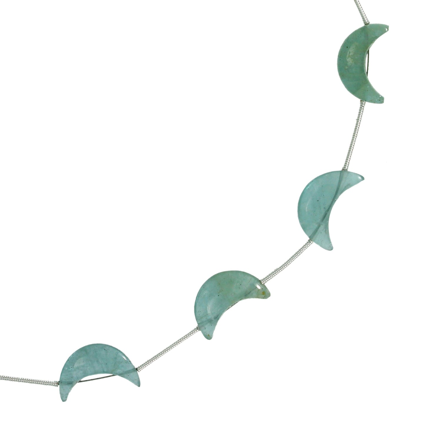 Natural Milky Aquamarine Crescent Moon Gemstone Beads 7x16mm
