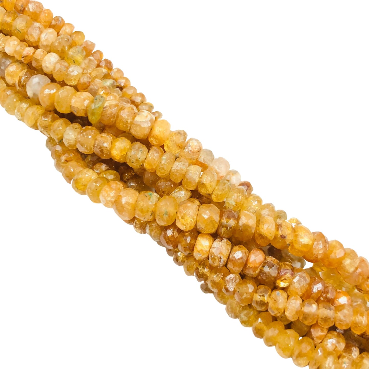 Natural Yellow Aquamarine 3–5mm Faceted Rondelle Briolette Beads