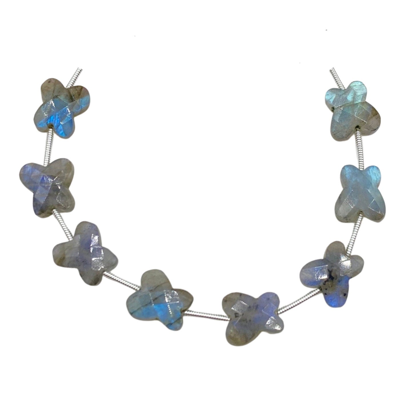 Natural Labradorite Butterfly Beads – Faceted Blue Flash Gemstone Strand (6 Inch)