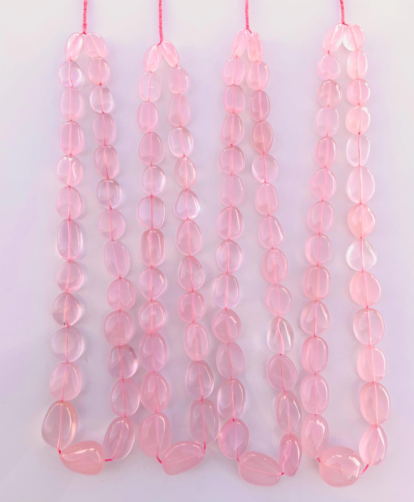 Natural Rose Quartz Smooth Tumble Oval Shape Gemstone Necklace Beads Rose Quartz Center Drill Smooth Uneven Shape Nugget beads Briolette