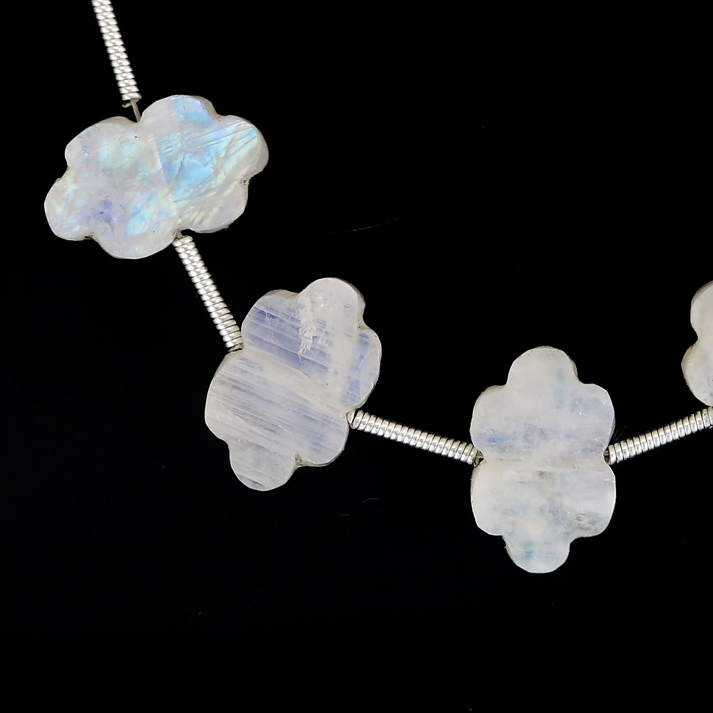 5 Pieces Natural White Rainbow Gemstone Side Drilled Gemstone, Polished Gemstone, Cloud Shape Gemstone, Rainbow Jewelry, Size 9x14mm BBI1111