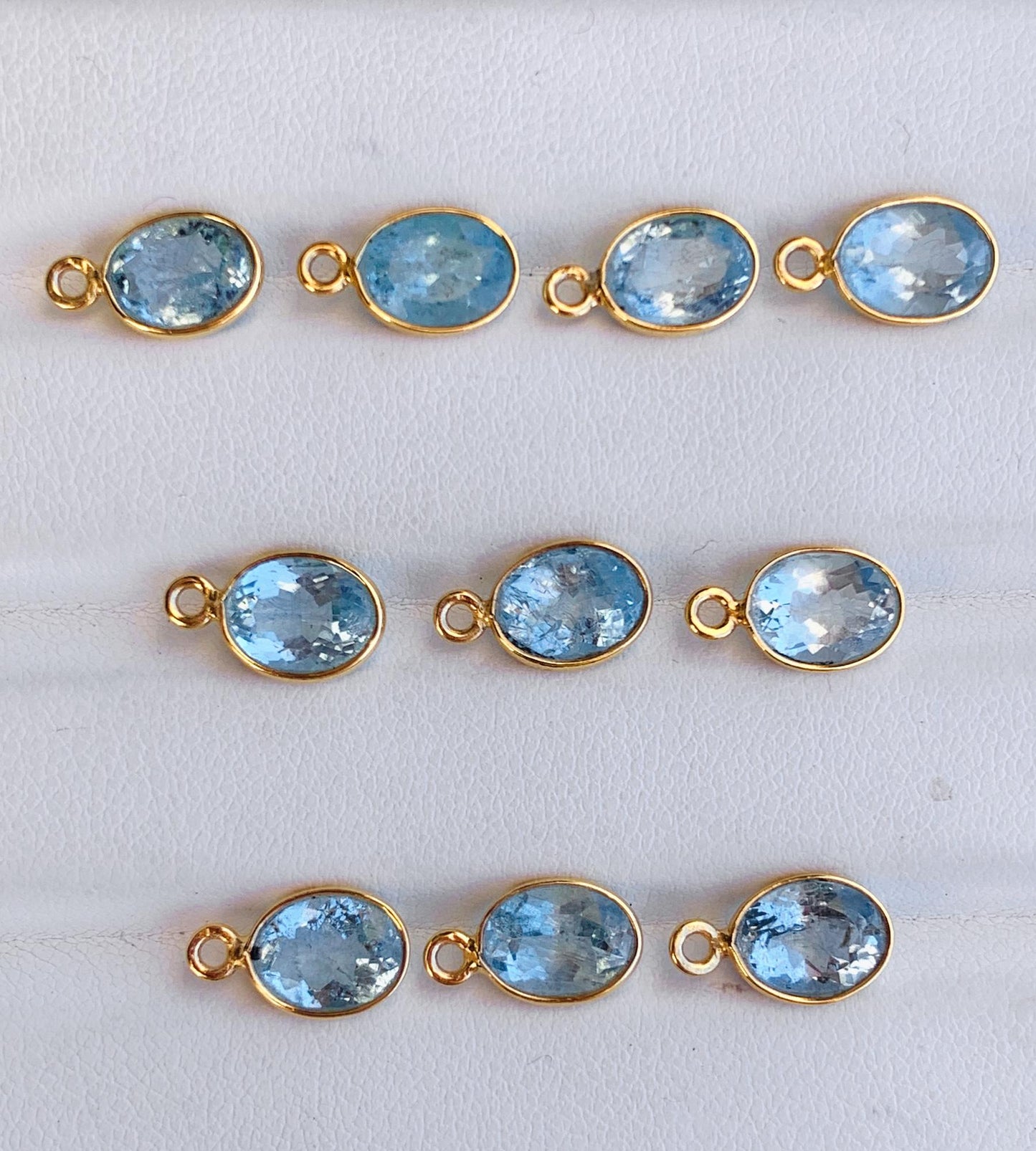 Aquamarine Connectors ~ Oval Bezel Link ~ Silver & Gold Charm for Earrings, Bracelets, and Birthstone Jewelry Supplies - BeadsBoatInc