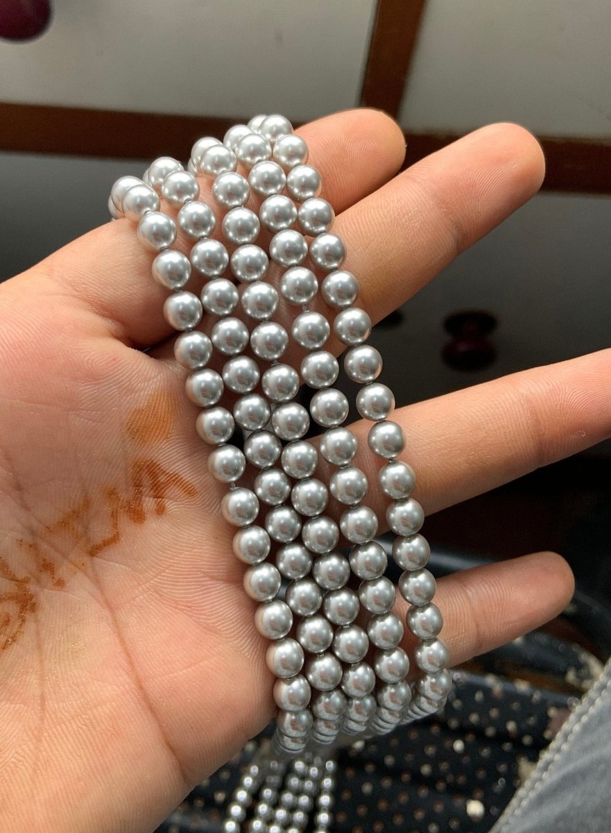 Austria Swarovski Crystal Light Grey Pearl Beads 5810 Round 6mm 8mm - BeadsBoatInc