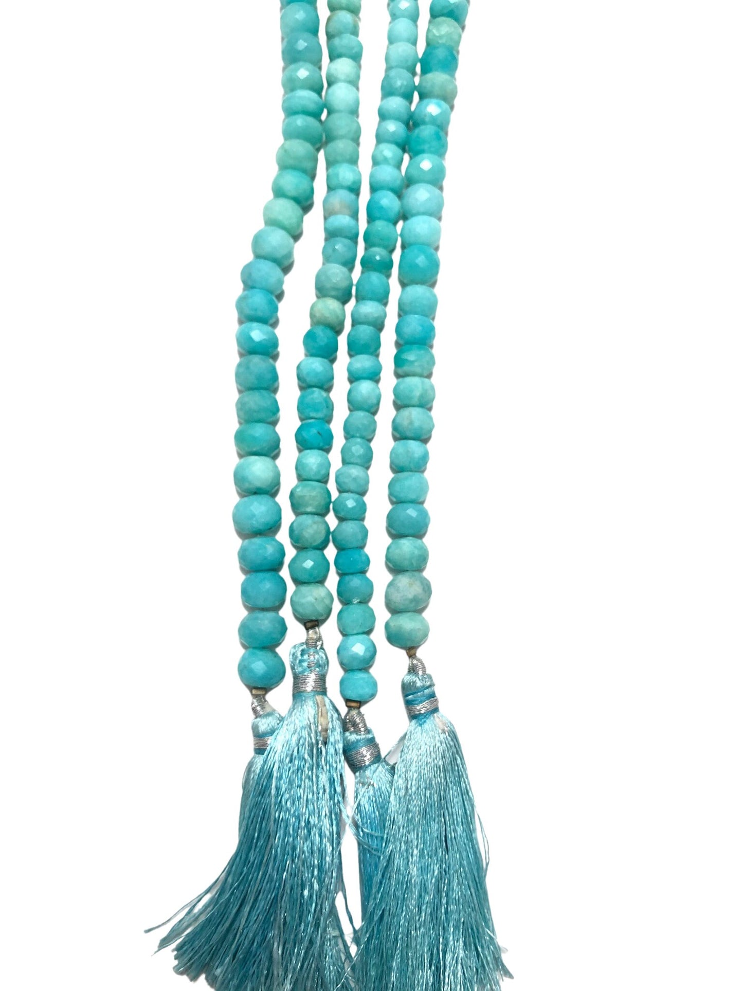 7mm-8mm Blue Amazonite Gemstone, Natural Rondelle Beaded Necklace Gift For Her, Faceted Amazonite Gemstone Necklace