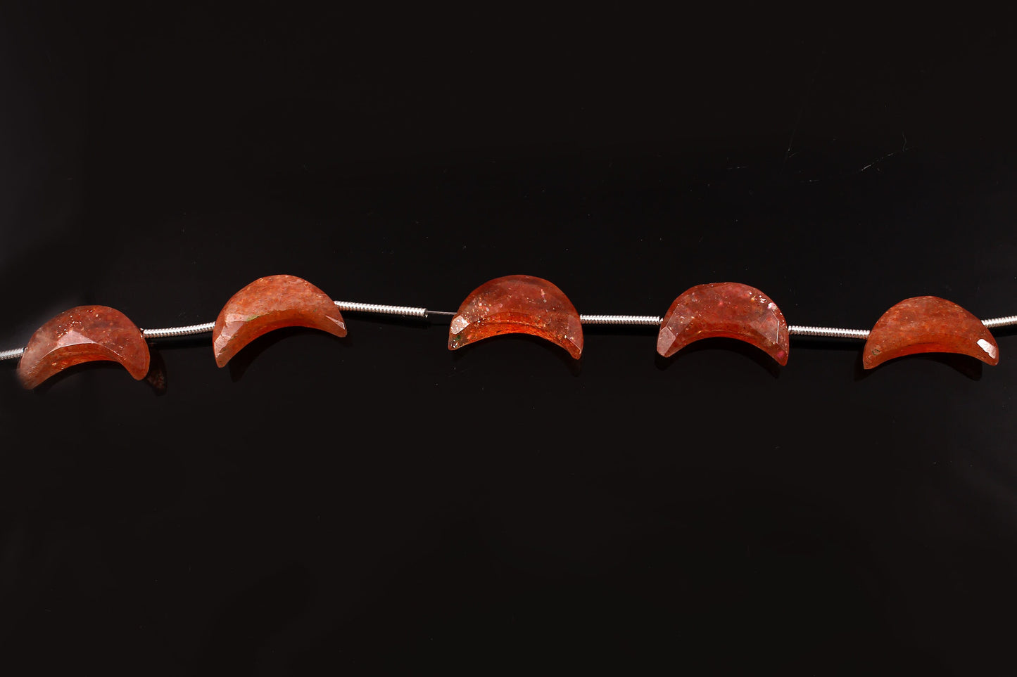 6 Pieces Natural Sunstone Gemstone, Crescent moon shape gemstone, carving gemstone, natural gemstone, moon shape gemstone, size 6x16 mm