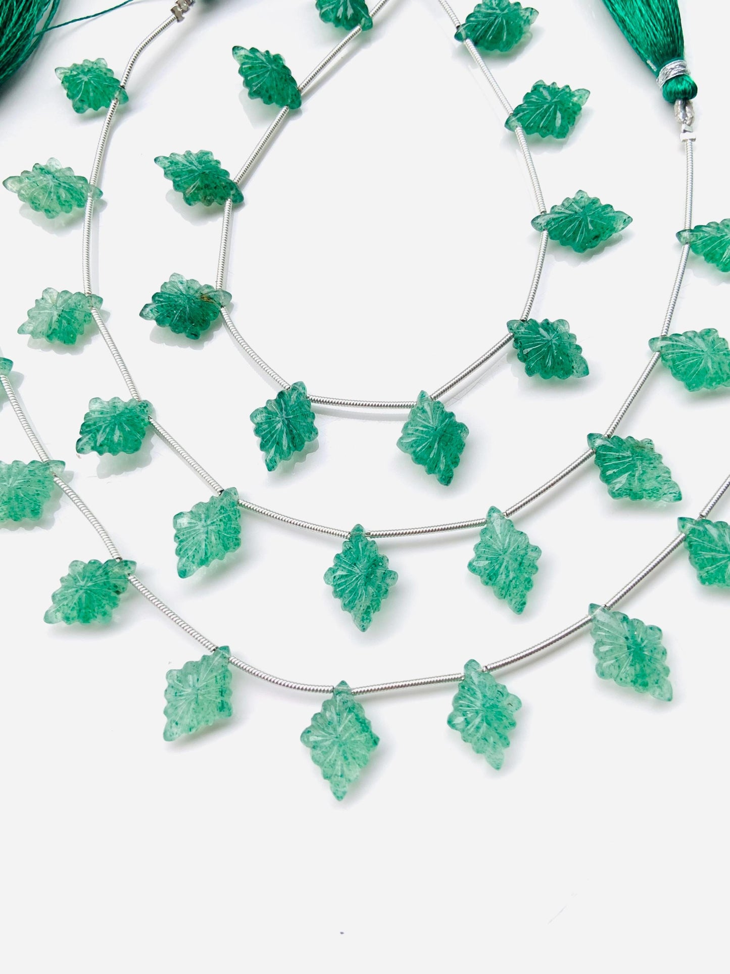 10 Pcs Natural Green Strawberry Slot Carved Side drill gemstone Fancy shape Briolette lozenge beads for jewelry Size 11x15x4mm gift for her