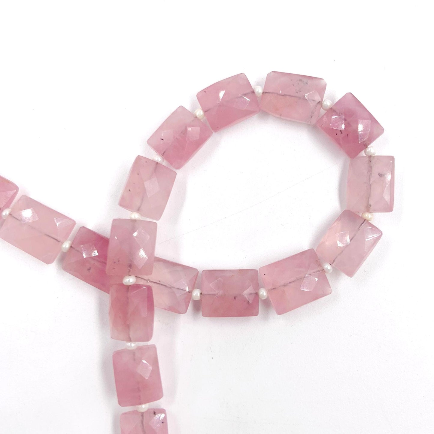 Natural Rose Quartz Rectangle faceted Center Drill Briolette Gemstone, Rose Quartz Chicklet Shape bead for Jewelry, 8 Inches Size 8x10x5mm