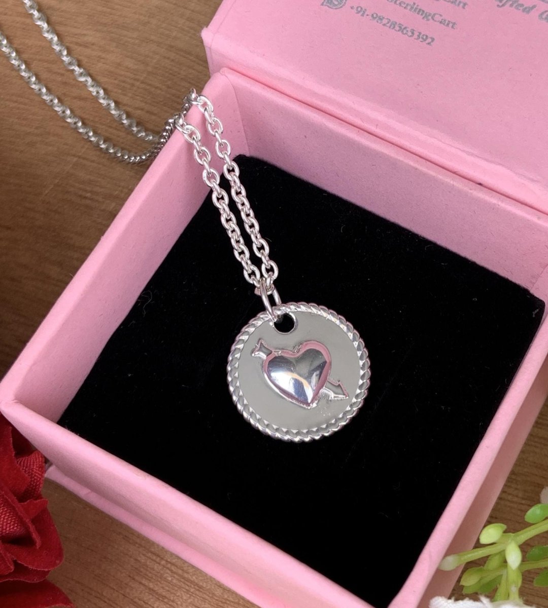 Custom Name Necklace with Heart Pendant – Silver & Gold Vermeil Gift for Her - BeadsBoatInc